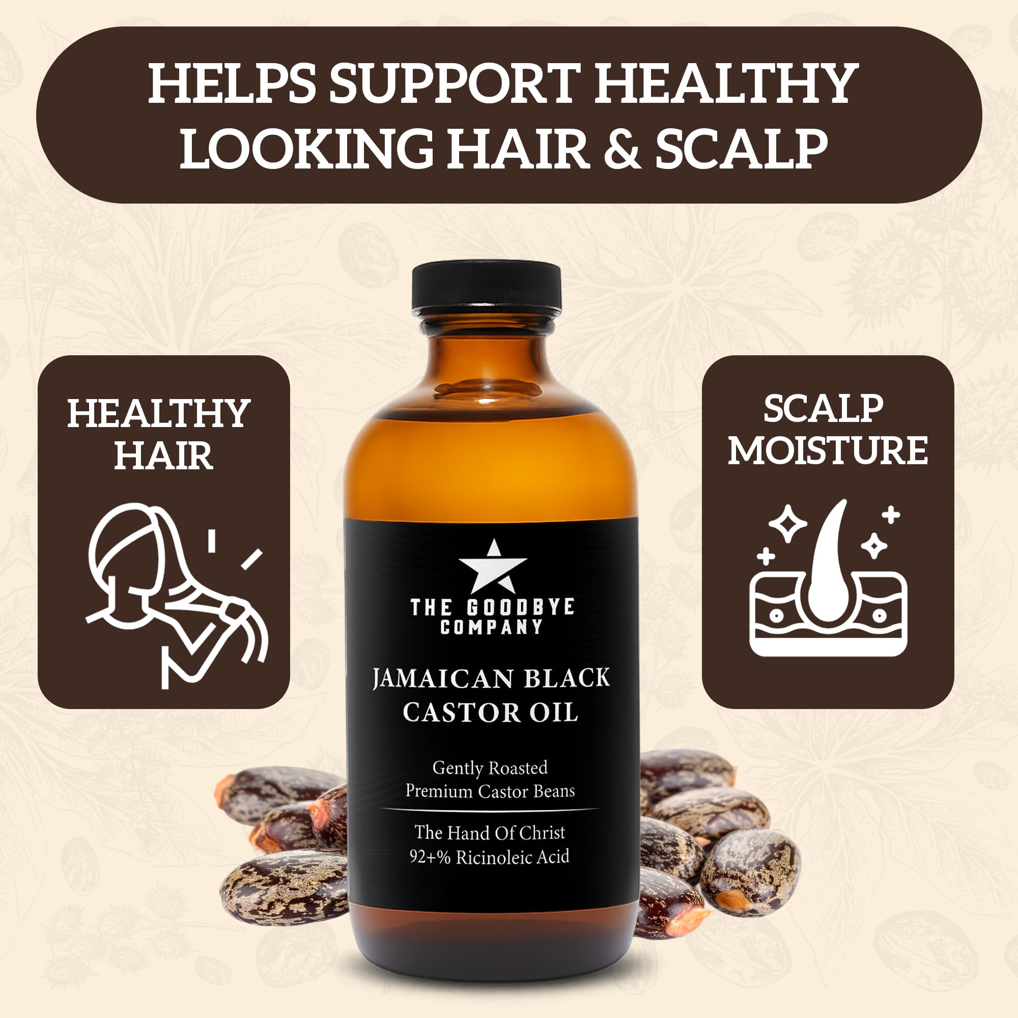 The Goodbye Company Black Castor Oil for Hair Growth – Organic, Cold-Pressed & Hexane-Free, 450mL Glass Bottle