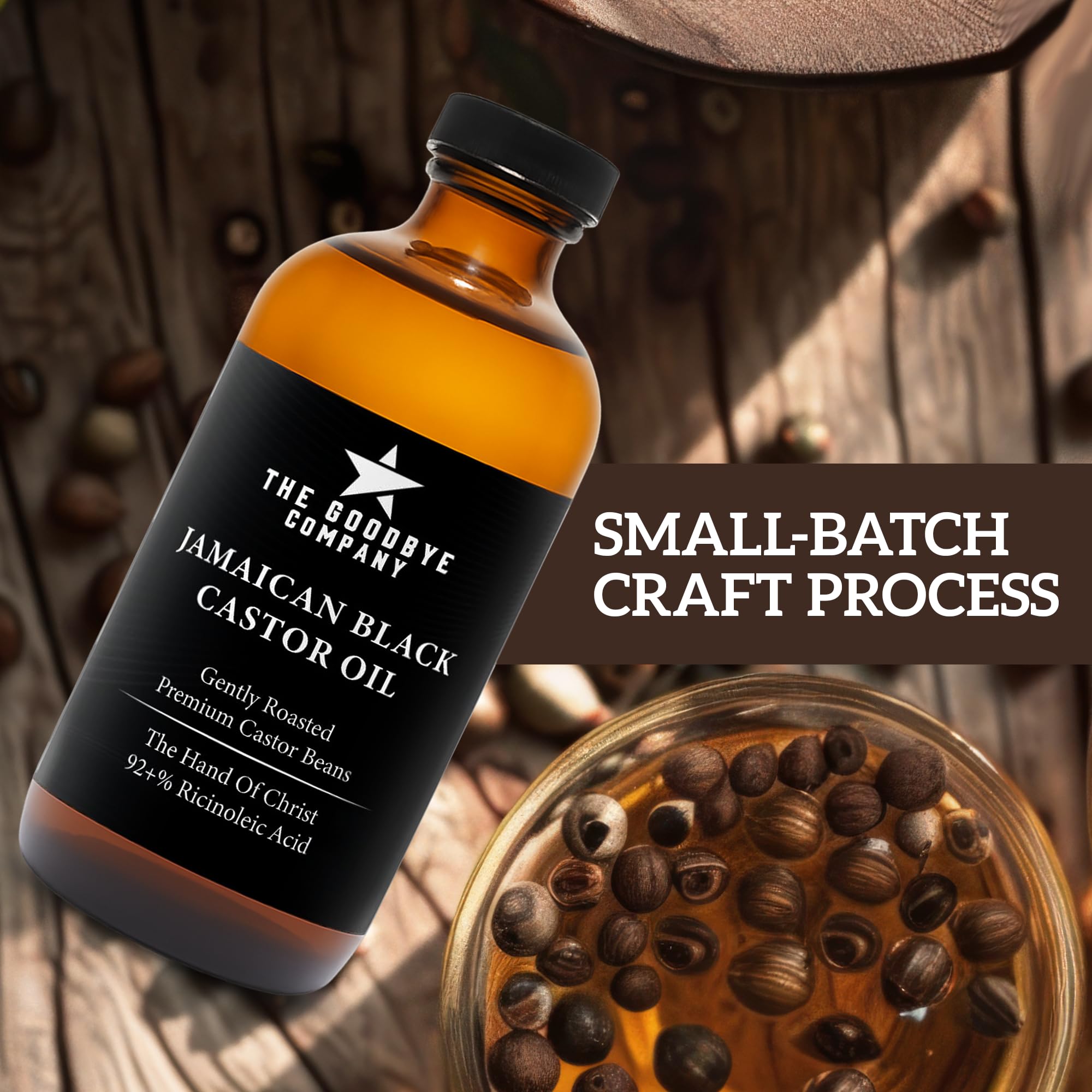 The Goodbye Company Black Castor Oil for Hair Growth – Organic, Cold-Pressed & Hexane-Free, 450mL Glass Bottle