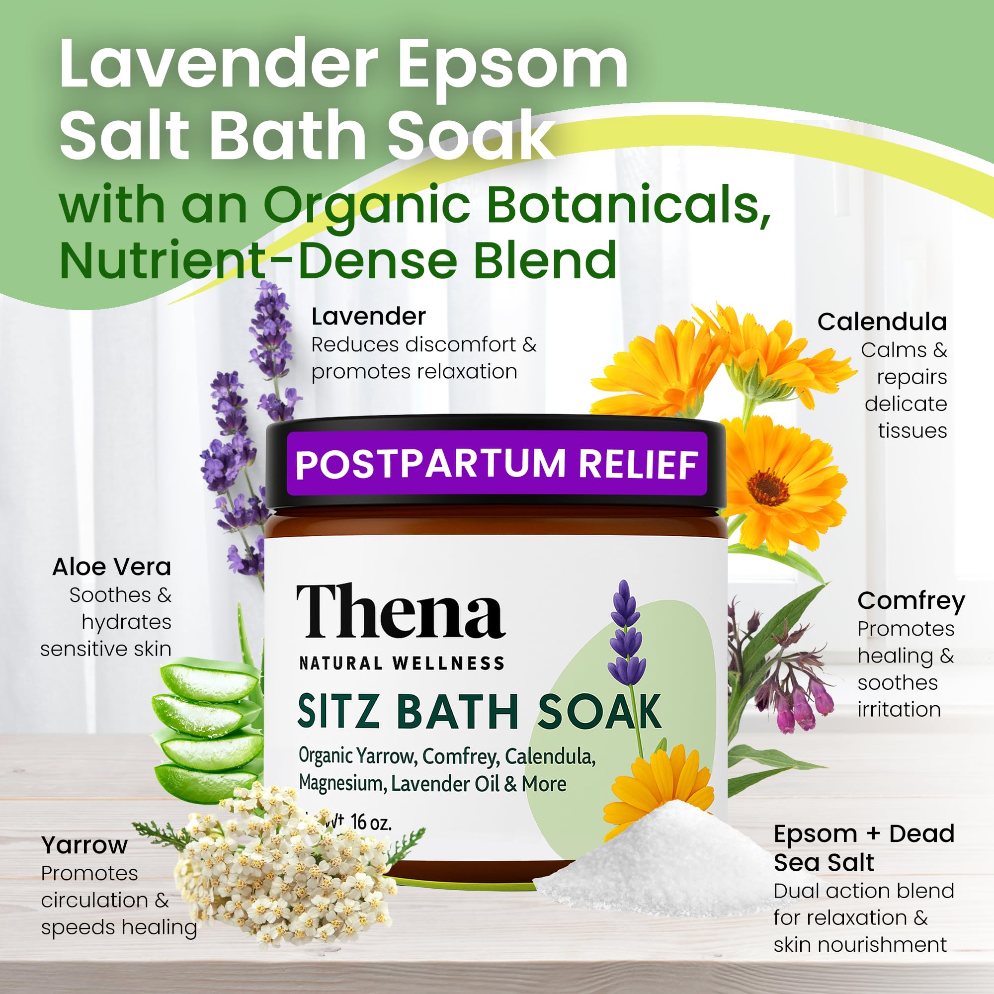 THENA Natural Wellness Organic Sitz Bath Soak for Postpartum Care | Postpartum Essentials
