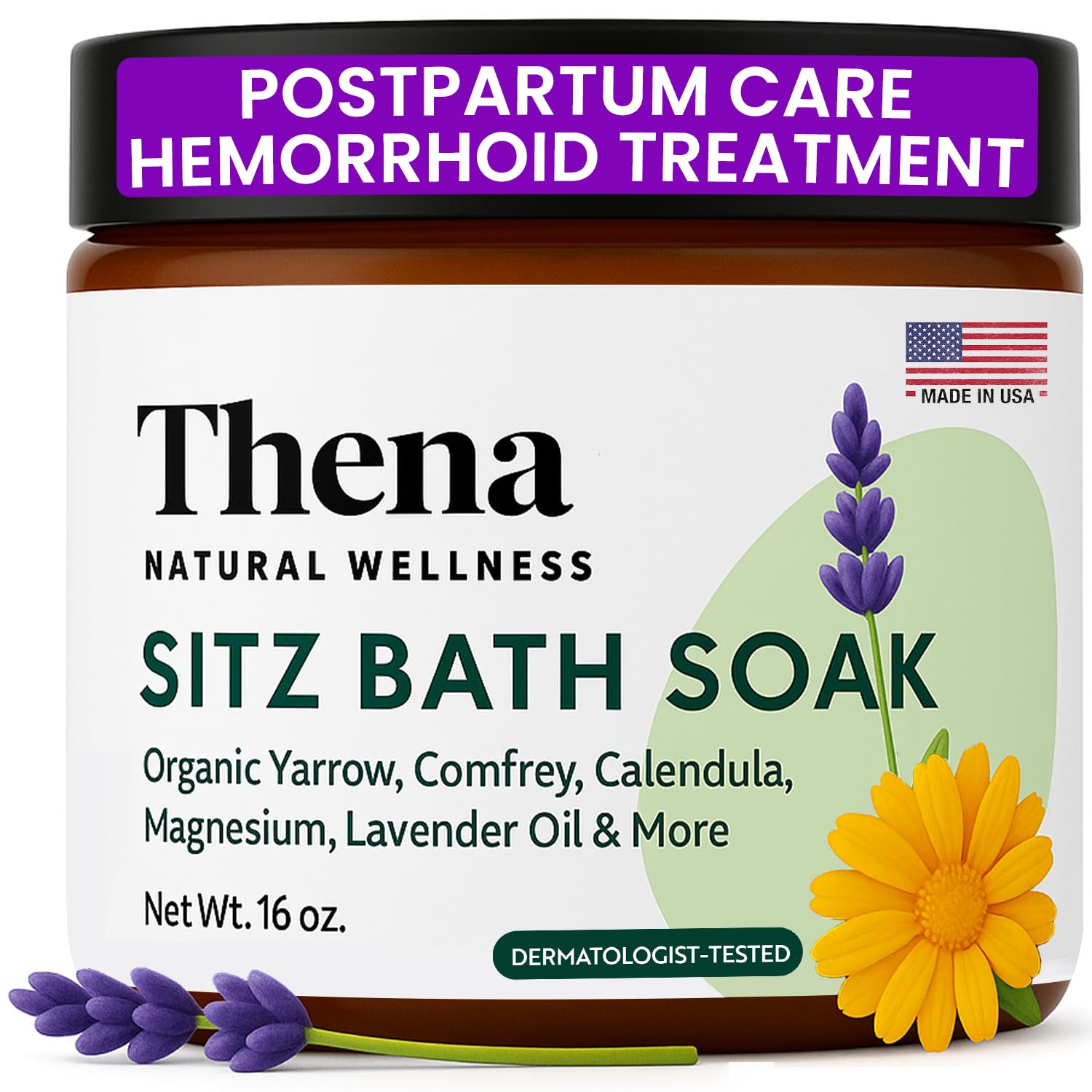 THENA Natural Wellness Organic Sitz Bath Soak for Postpartum Care | Postpartum Essentials