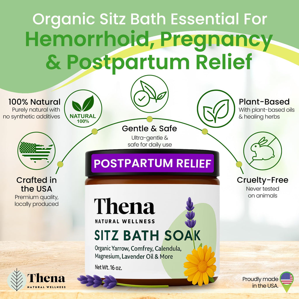 THENA Natural Wellness Organic Sitz Bath Soak for Postpartum Care | Postpartum Essentials
