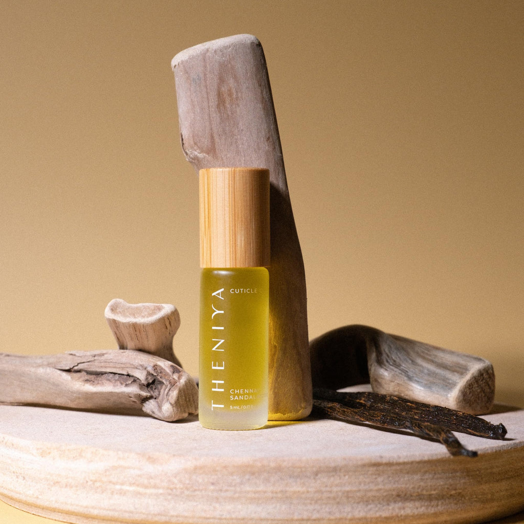 Theniya Cuticle Oil for Nail Strengthening & Growth – 5mL Roll-On, Vegan, Organic Formula with Jojoba & Vitamin E | 3 Signature Fragrances