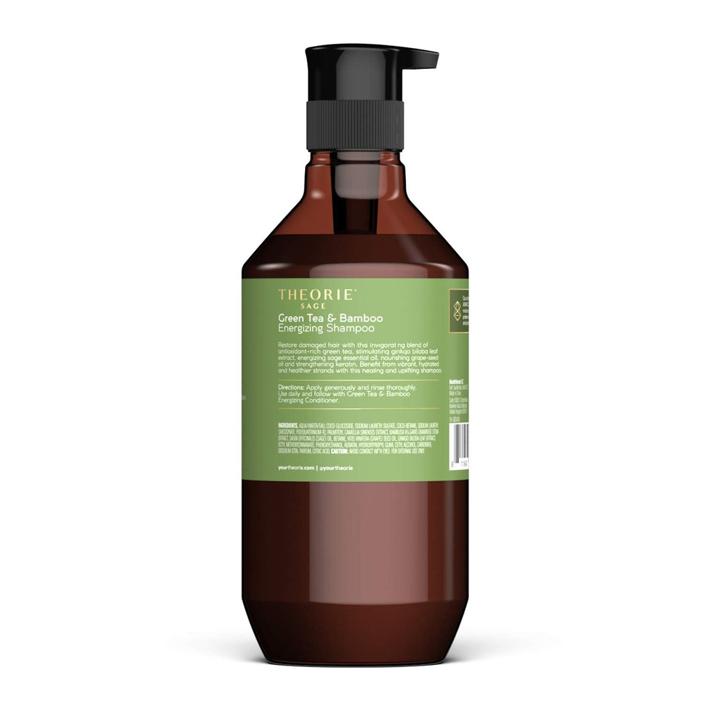Theorie Green Tea & Bamboo Energizing Shampoo – Invigorate & Strengthen, Color Safe, 400mL