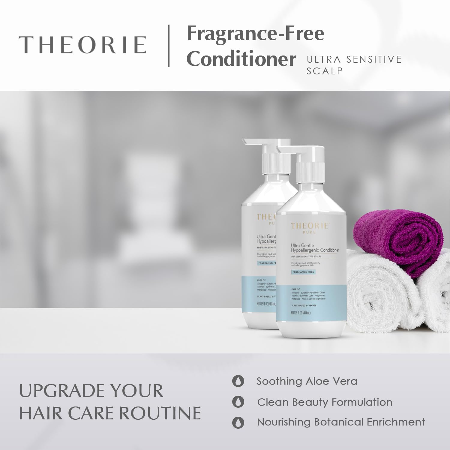 Theorie Pure Ultra Gentle Hypoallergenic Conditioner – Fragrance-Free, Plant-Based & Vegan | 400mL