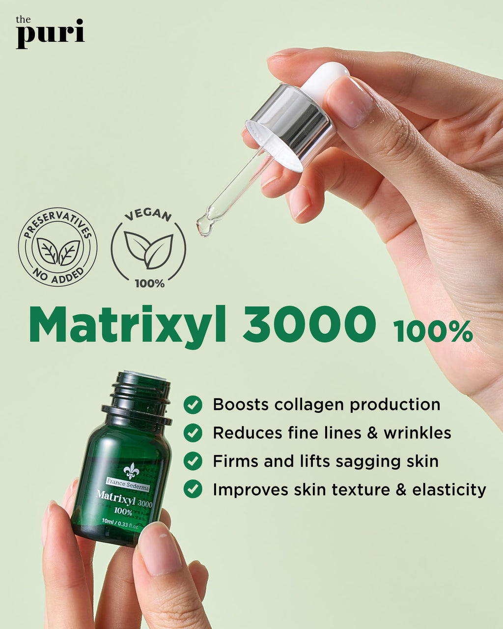 THEPURI Matrixyl 3000 Peptide Serum – Gentle Anti-Aging Booster, DIY Mix-In (0.33 fl oz)