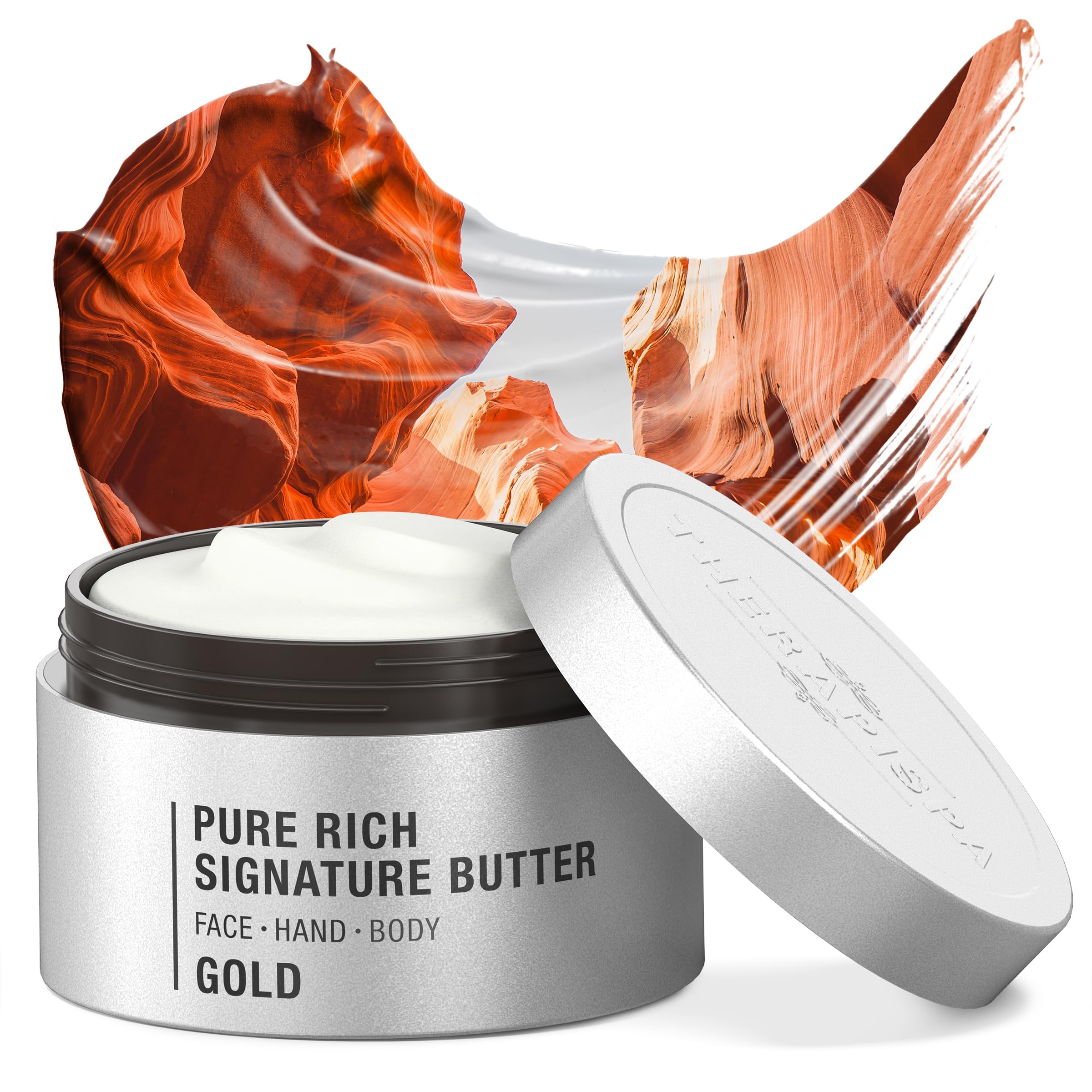 THERAPISPA Moisturizing Body Butter – Rich Shea, Ceramides, Collagen & Vitamin B5 (Gold, 7.0 oz)
