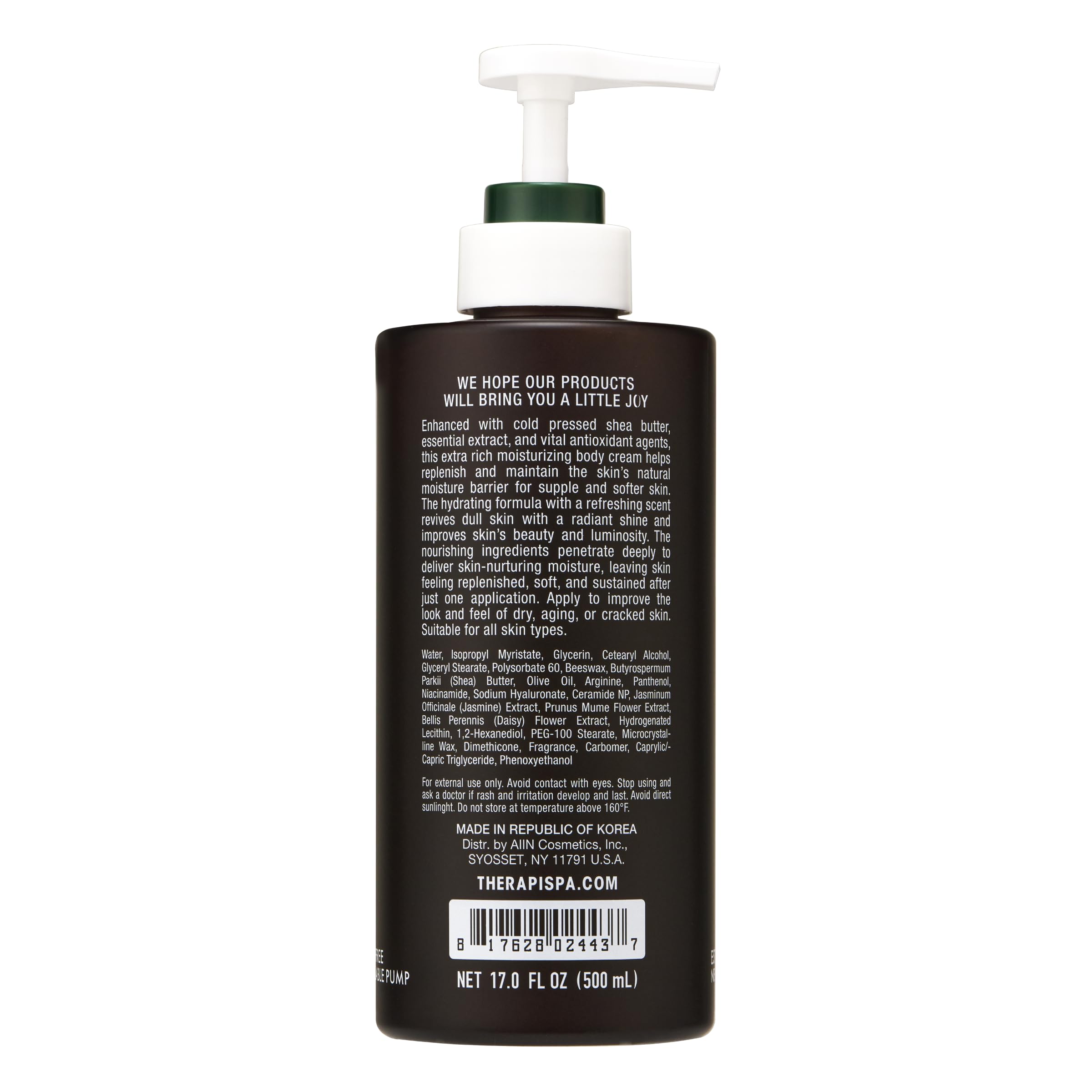 THERAPISPA Scented Body Lotion – Bergamot & Olive, 17.0 fl oz | Deep Hydration with Shea Butter, Ceramides & Panthenol
