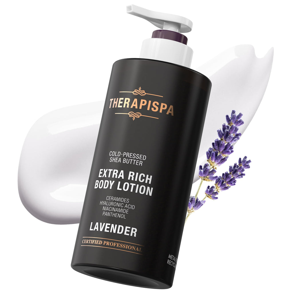 THERAPISPA Scented Body Lotion for Women – Calming Lavender Moisturizer with Shea Butter & Ceramides, 17 oz