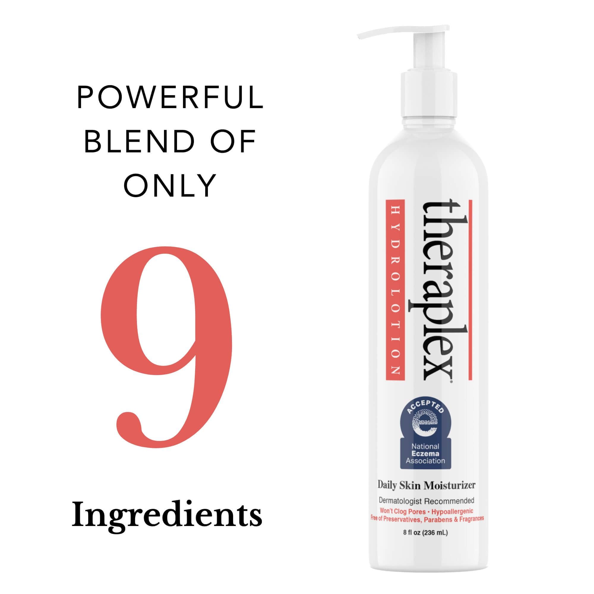 Theraplex Hydrolotion – Fragrance-Free Daily Moisturizer for Sensitive Skin | Paraben-Free, Noncomedogenic, 3-Pack