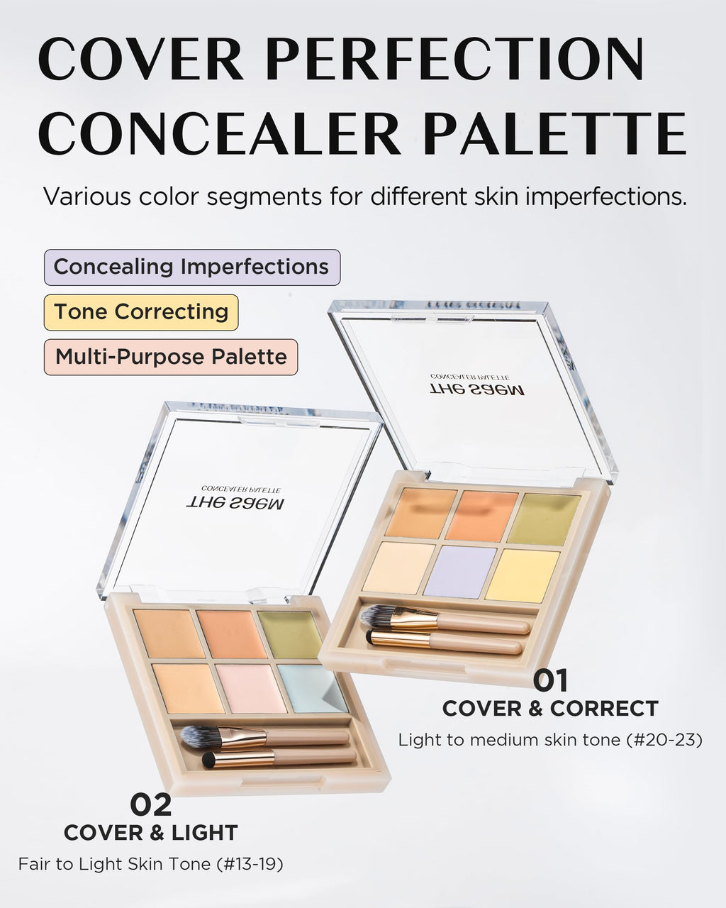 THESAEM Cover Perfection Concealer Palette 01 | 6-Color Multi Concealer for Medium Skin 20-23