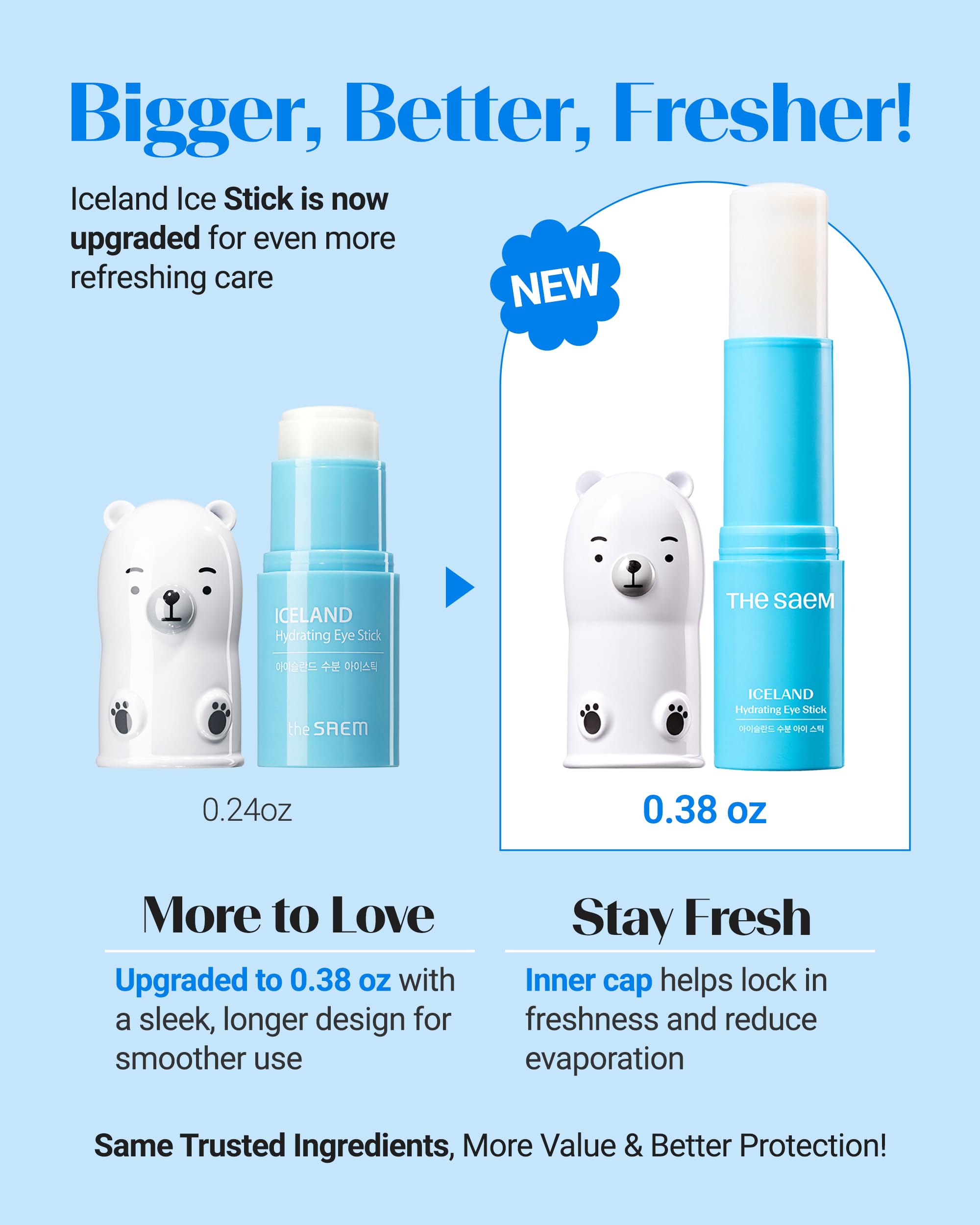 THESAEM Iceland Hydrating Eye Stick – Cooling Balm for Dark Circles, Puffiness & Wrinkles | 0.38 oz
