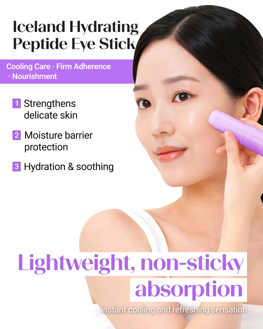 THESAEM Iceland Eye Stick Bundle - 3-Pack Collagen + Peptide + Hydrating Sticks (0.38 oz Each) | Under-Eye Care