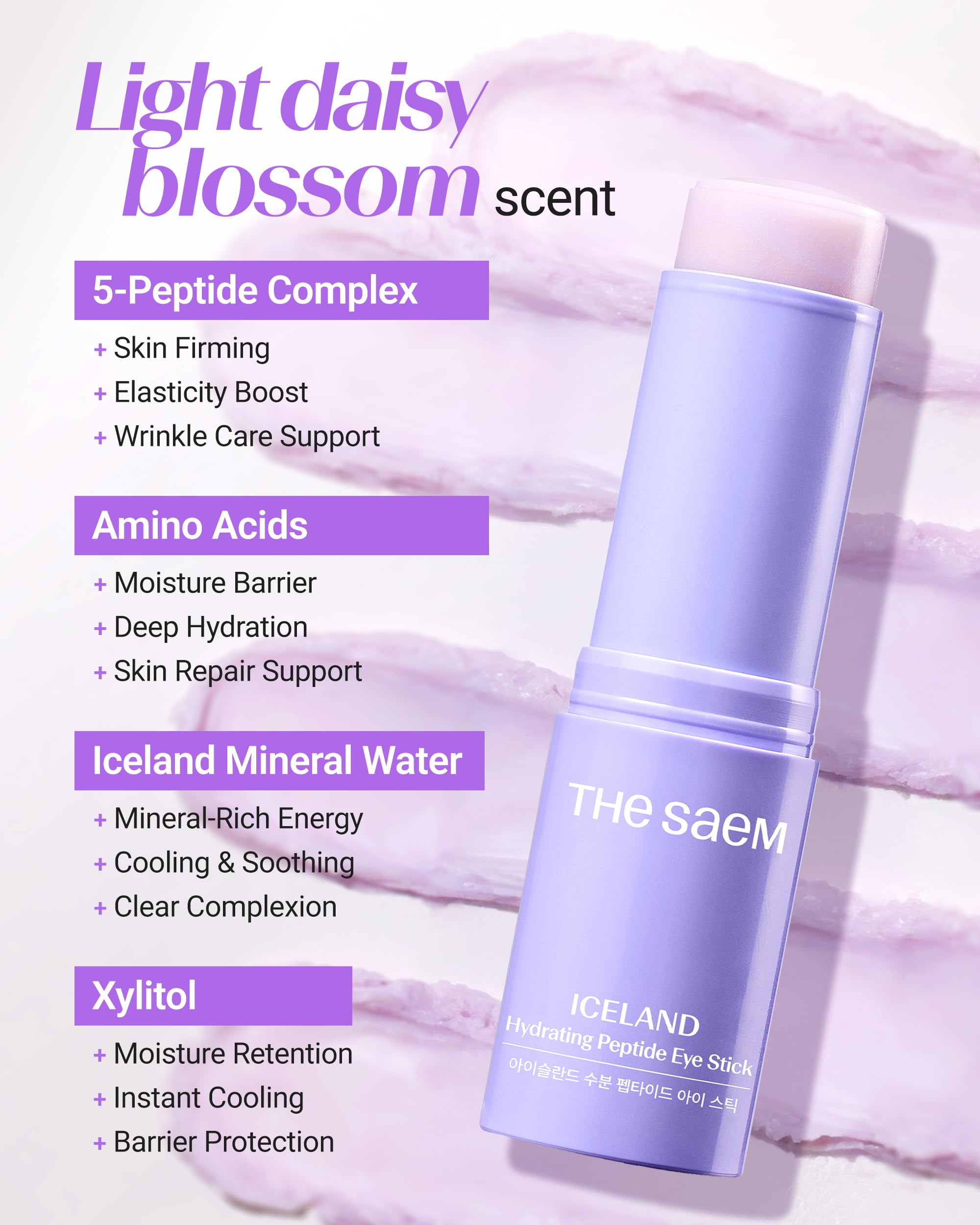 THESAEM Iceland Eye Stick Bundle - 3-Pack Collagen + Peptide + Hydrating Sticks (0.38 oz Each) | Under-Eye Care