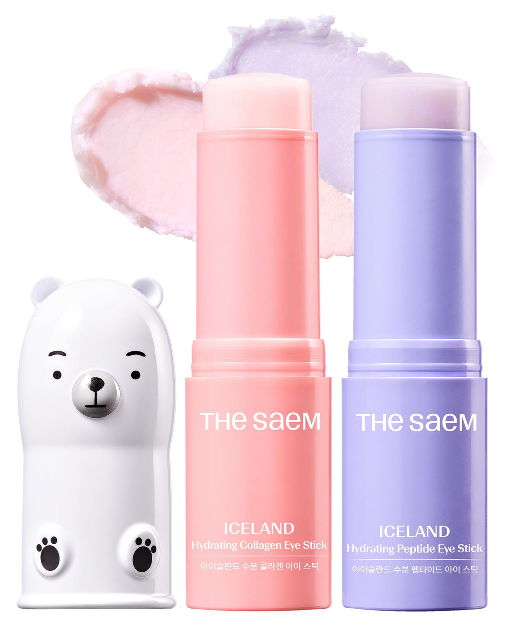 THESAEM Iceland Eye Stick Bundle – 2 Pack (Collagen + Peptide) 0.38 oz Each | Cooling Under-Eye Care with 6-Type Collagen & 5-Peptide Complex