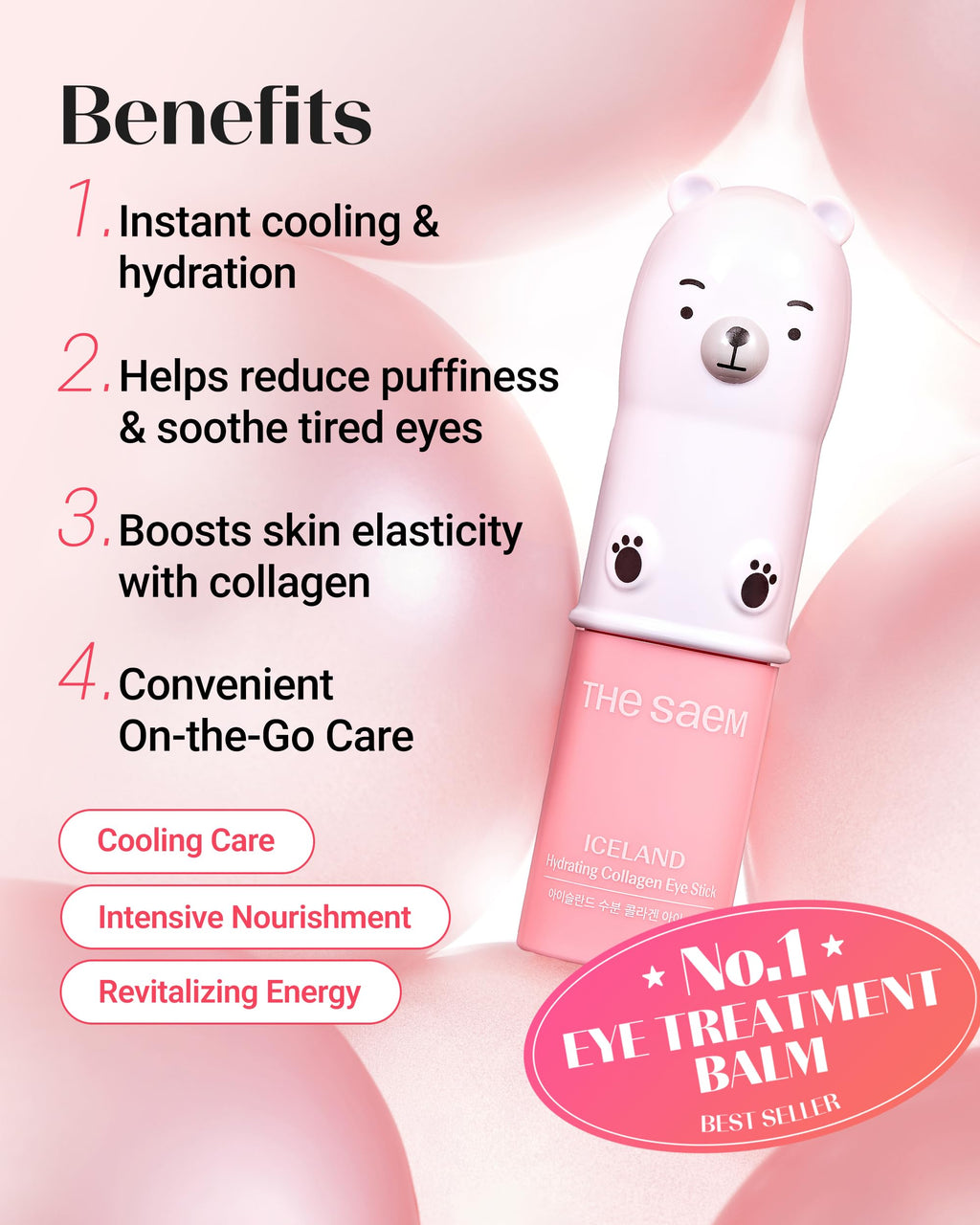 THESAEM Iceland Hydrating Collagen Eye Stick 0.38 oz – Anti-Wrinkle Under-Eye Balm