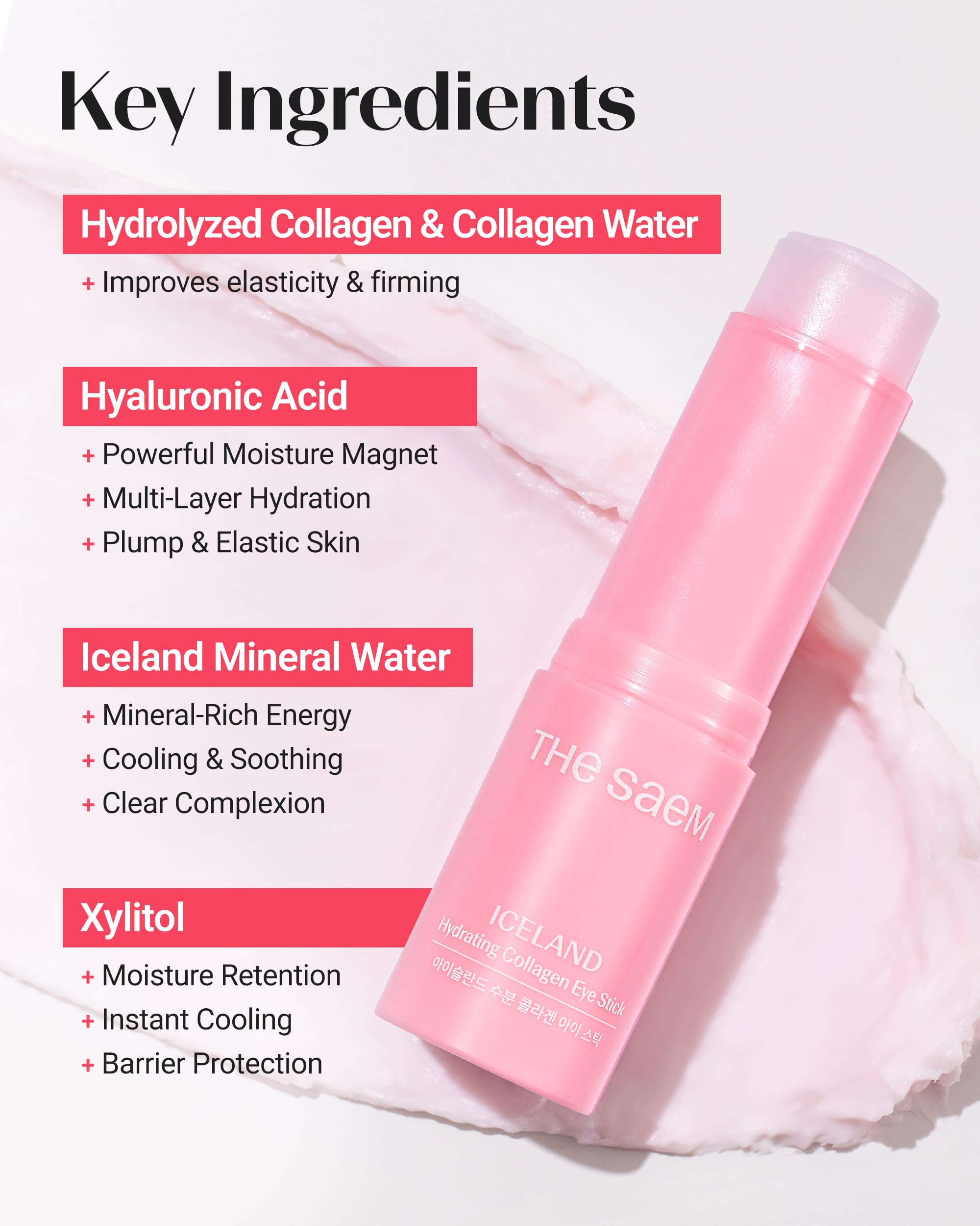 THESAEM Iceland Hydrating Collagen Eye Stick 2 Pack (0.38 oz Each) – Rose Scent