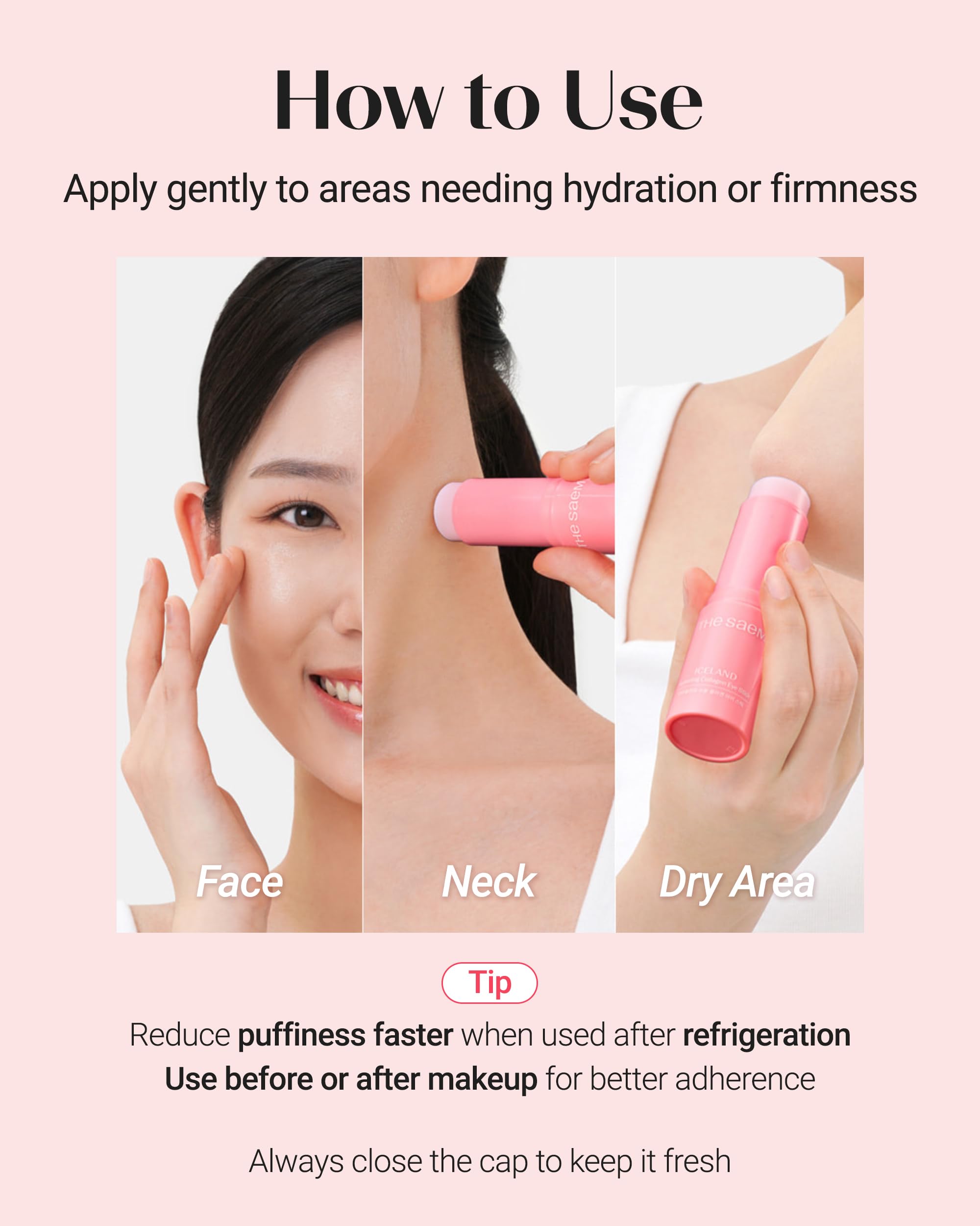 THESAEM Iceland Hydrating Collagen Eye Stick 2 Pack (0.38 oz Each) – Rose Scent