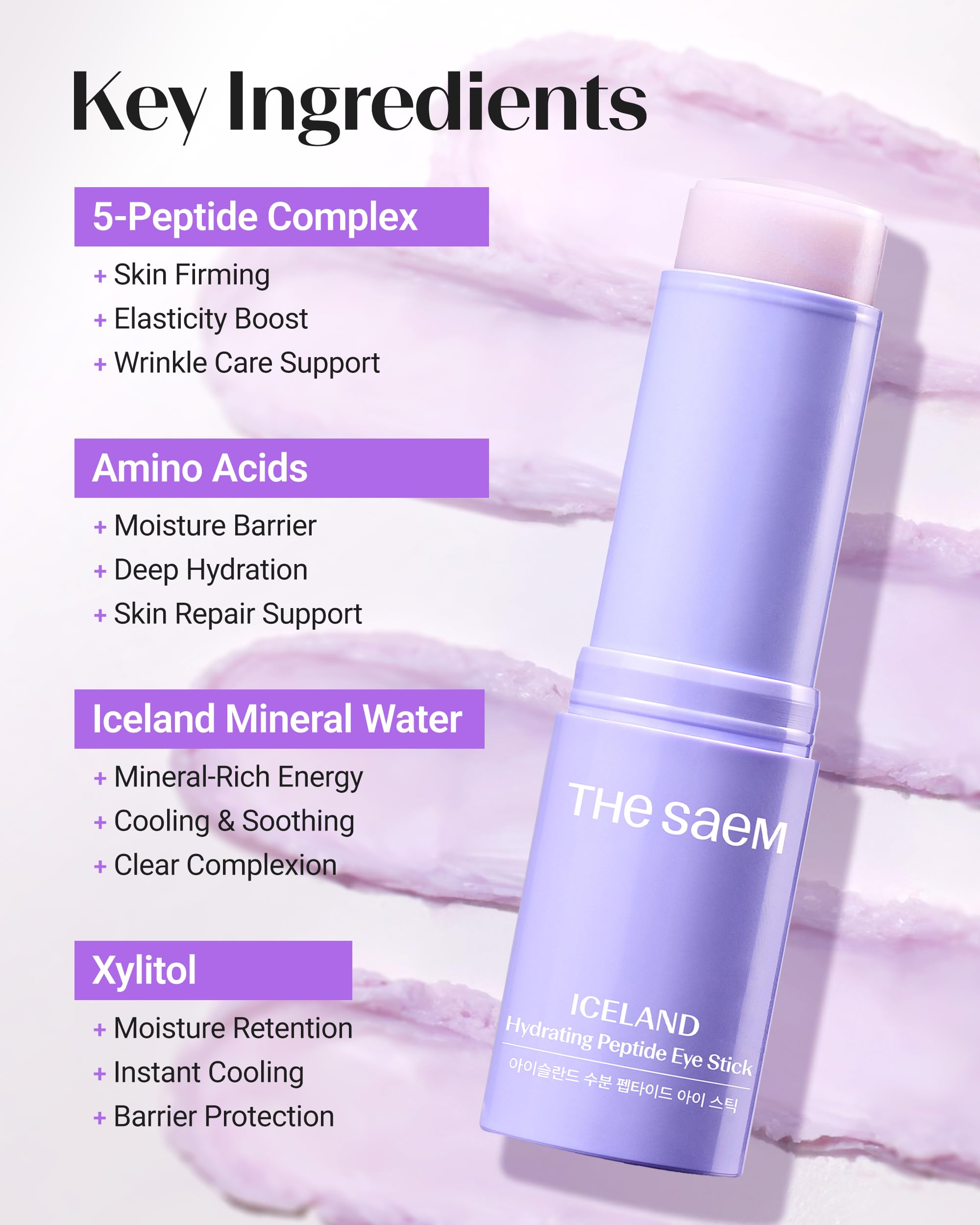 THESAEM Iceland Hydrating Peptide Eye Stick 0.38 oz (2 Pack) | Cooling, Moisturizing Eye Balm for Under-Eye Skin