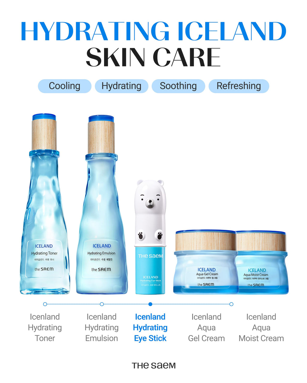 THESAEM Iceland Hydrating Eye Stick – Cooling Under-Eye Balm for Dark Circles, Puffiness & Wrinkles | 0.38 oz 2 Pack