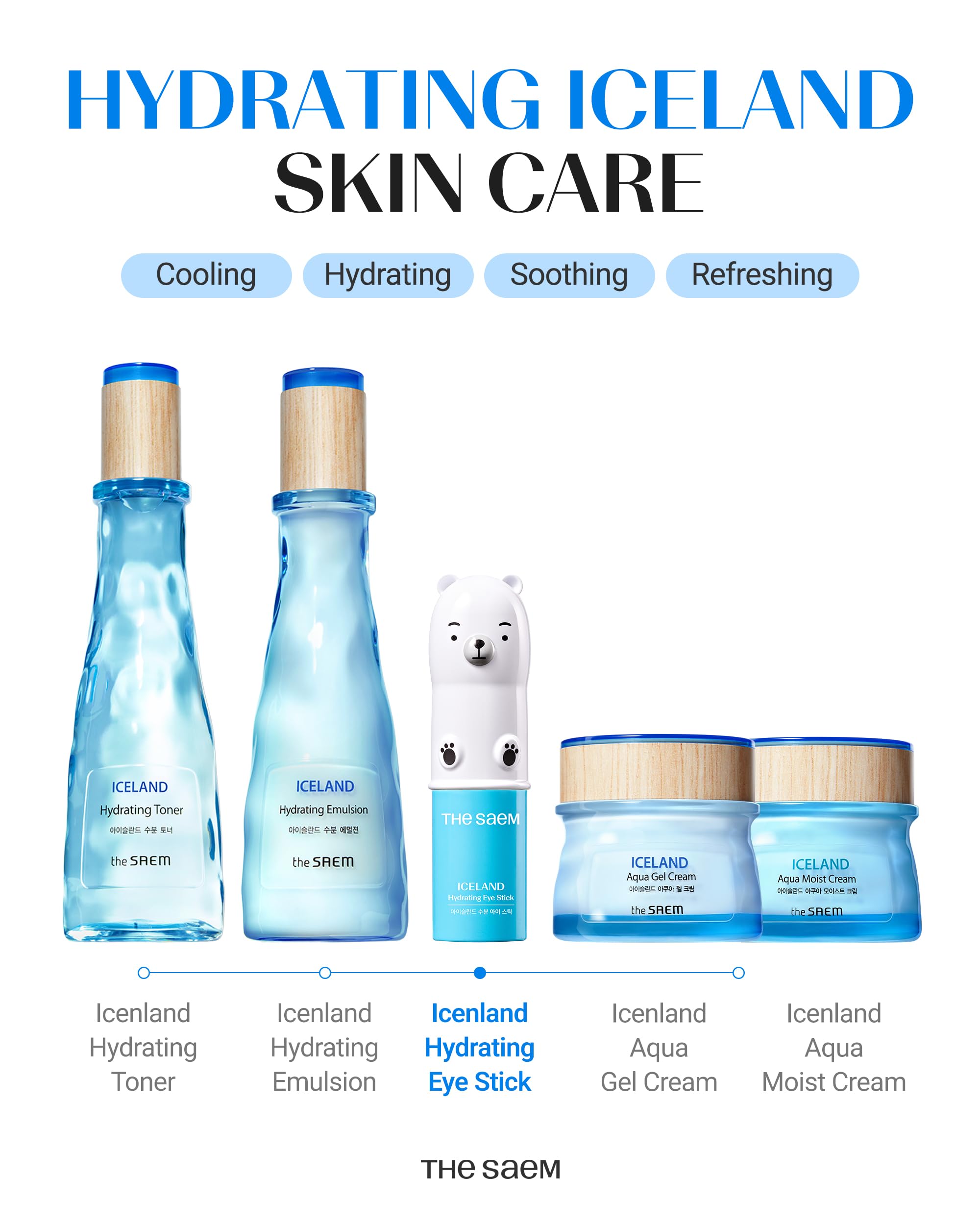 THESAEM Iceland Hydrating Eye Stick – Cooling Under-Eye Balm for Dark Circles, Puffiness & Wrinkles | 0.38 oz 2 Pack