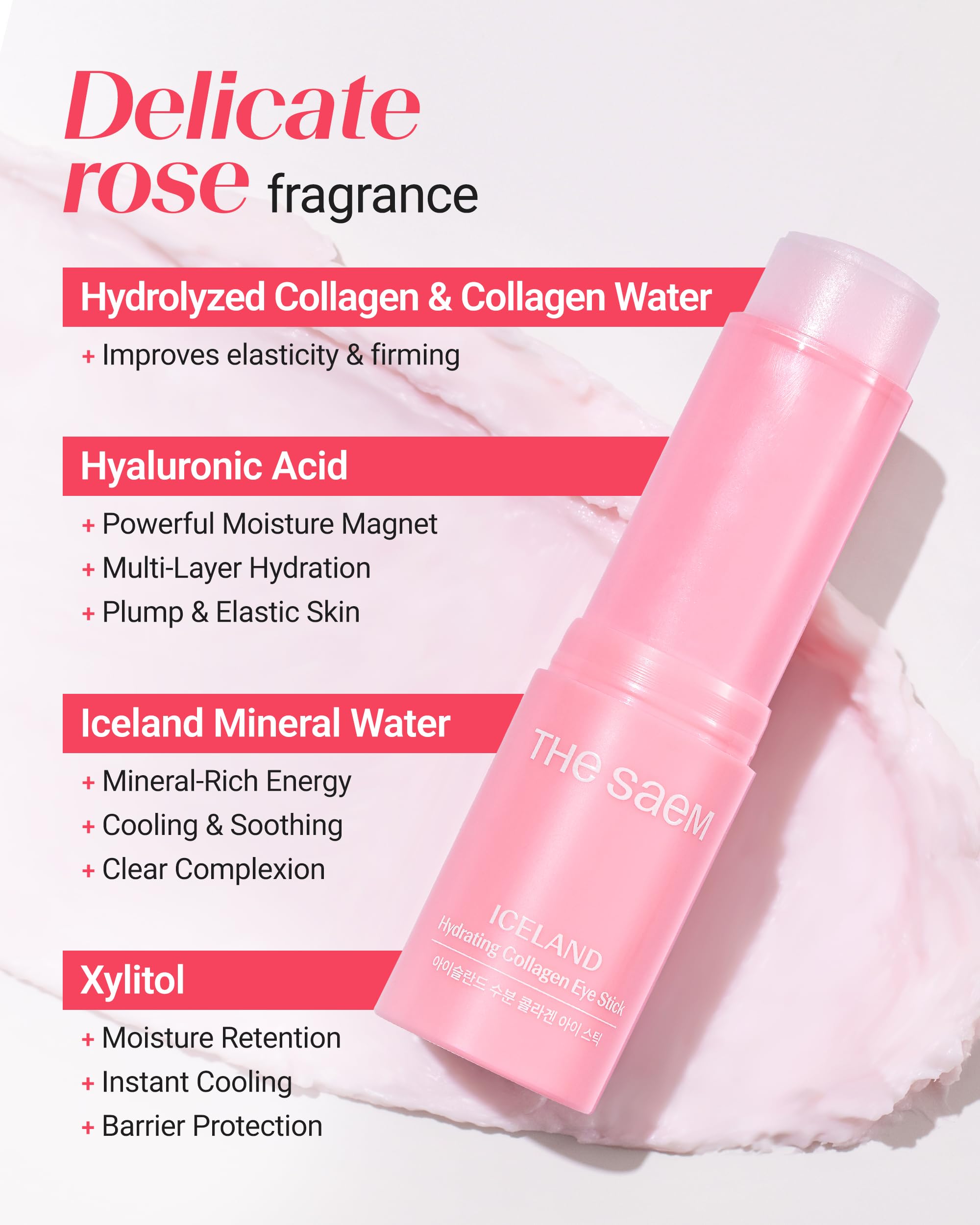 THESAEM Iceland Eye Stick Bundle – 2 Pack (Collagen + Peptide) 0.38 oz Each | Cooling Under-Eye Care with 6-Type Collagen & 5-Peptide Complex
