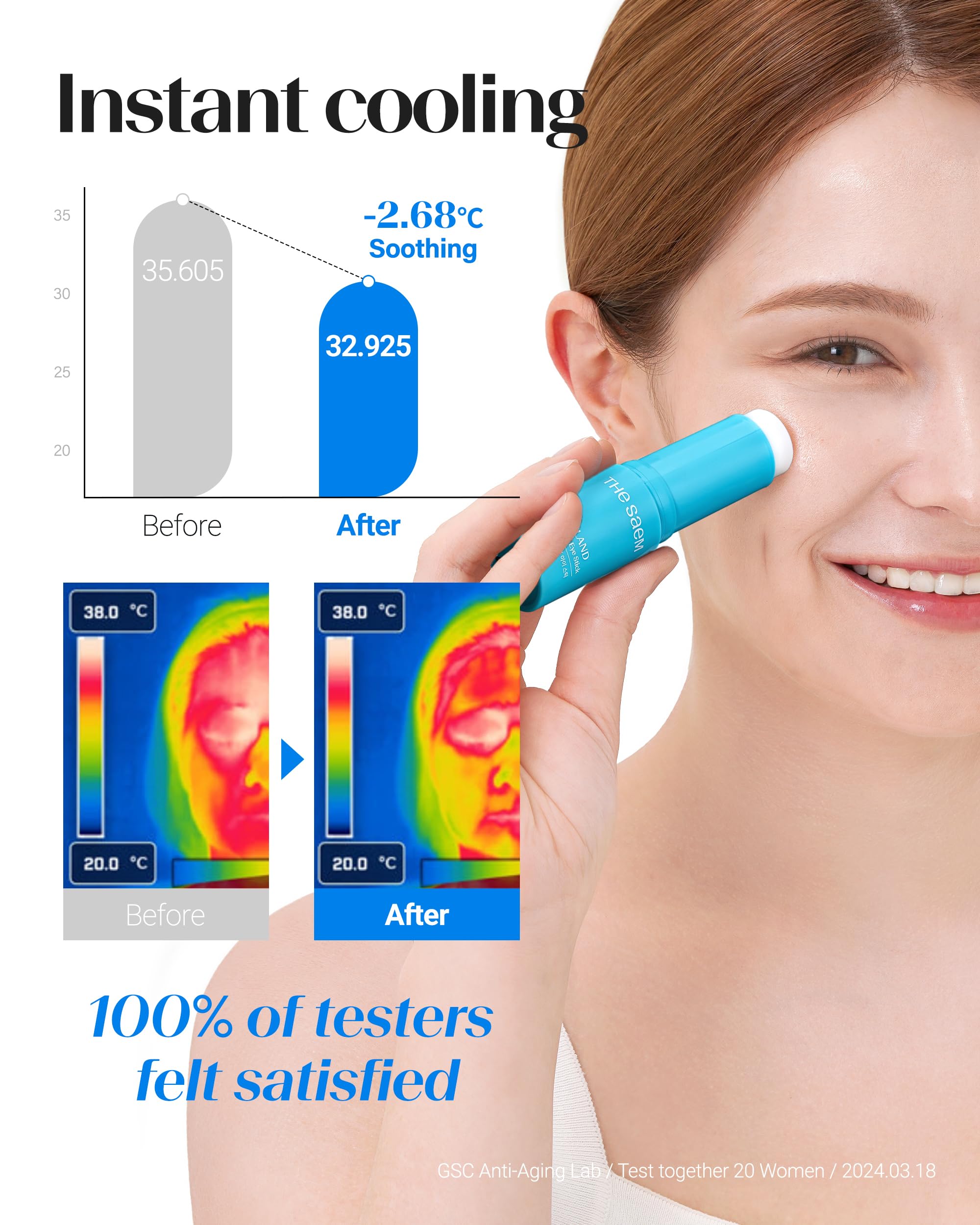 THESAEM Iceland Hydrating Eye Stick – Cooling Balm for Dark Circles, Puffiness & Wrinkles | 0.38 oz