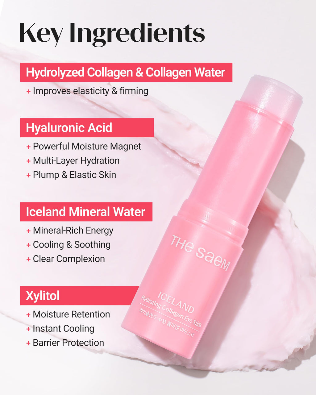 THESAEM Iceland Hydrating Collagen Eye Stick 0.38 oz – Anti-Wrinkle Under-Eye Balm