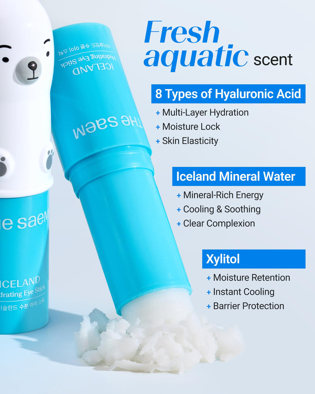 THESAEM Iceland Hydrating Eye Stick Bundle - 2 Pack (Niacinamide + Collagen)