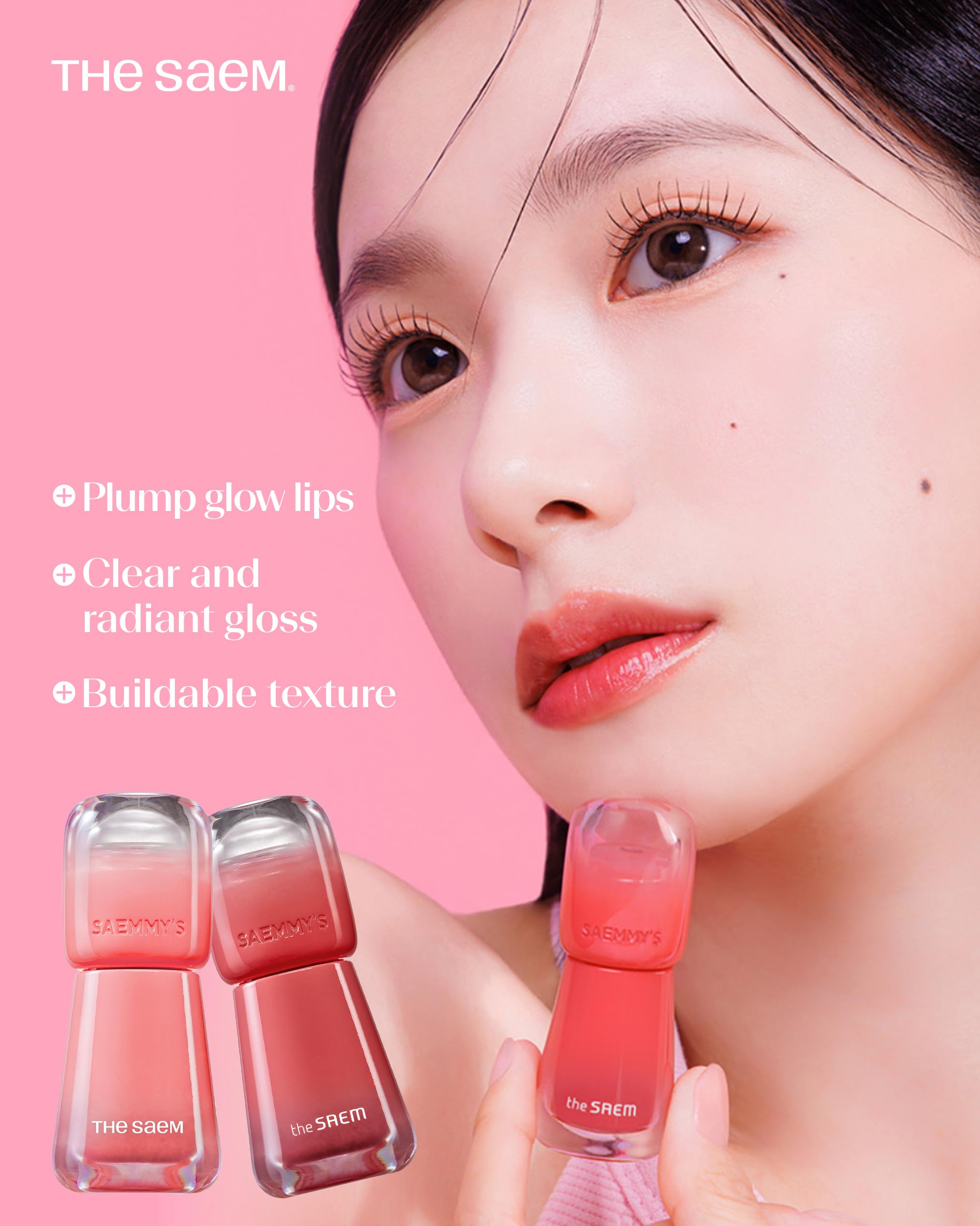 THESAEM Saemmy's Ade Shot Tint Peach Oolong Soft Pink – Water Gel Lip Tint with Plump Glowy Finish