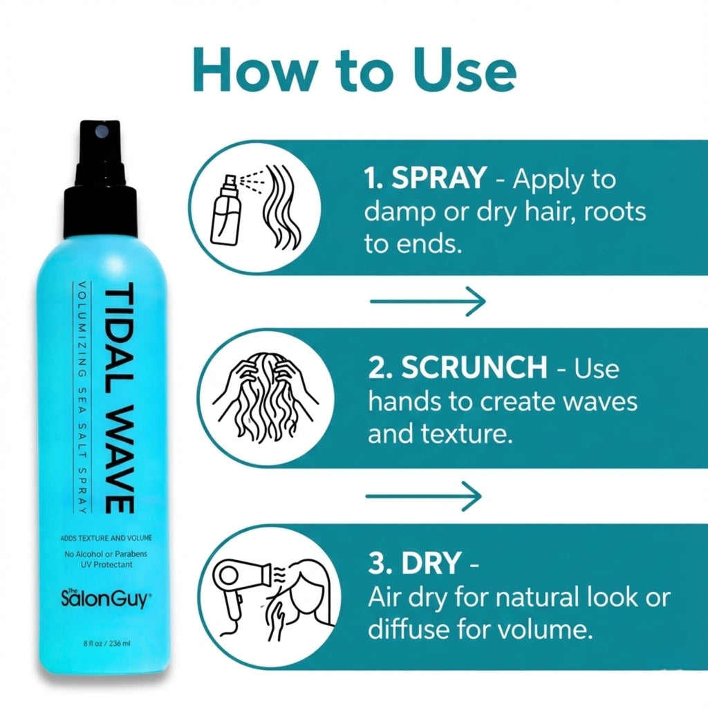 THESALONGUY Tidal Wave Sea Salt Hair Spray – Volume, Texture & Beachy Waves | Matte Finish, Light Hold | Alcohol-Free | 8 oz