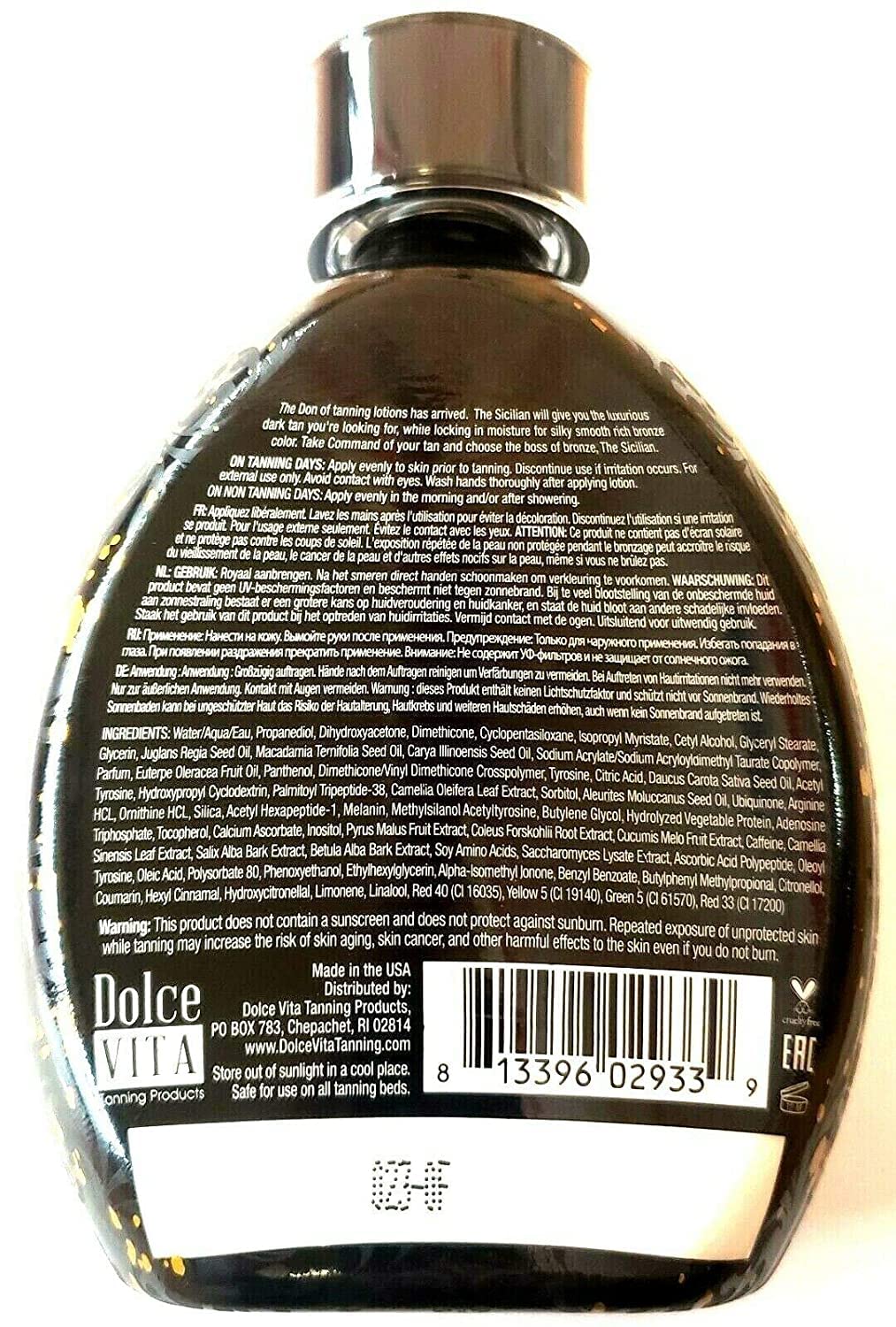 The Sicilian 200X Dark Black Bronzer Tanning Lotion | Gradual Sunless Tan & Nourished Skin