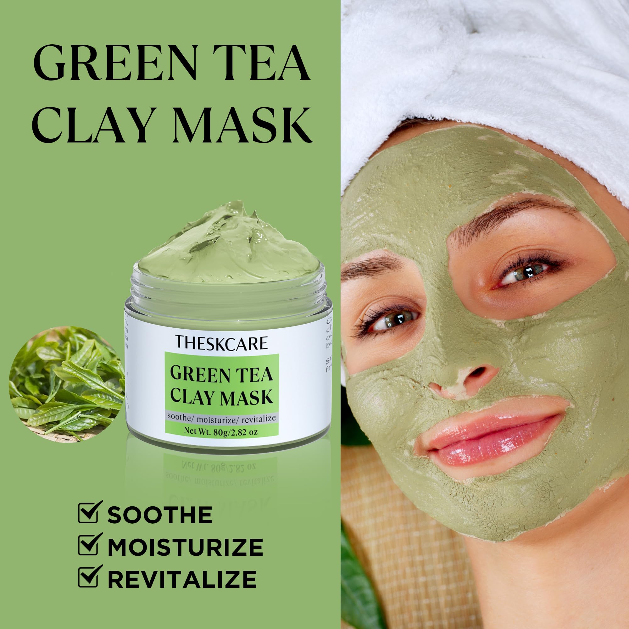 THESKCARE 3 PCS Clay Mask Set — Turmeric Vitamin C, Green Tea & Dead Sea Mud for Oil Control