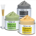 THESKCARE 3 PCS Clay Mask Set — Turmeric Vitamin C, Green Tea & Dead Sea Mud for Oil Control