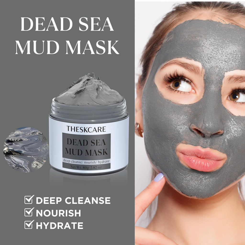 THESKCARE 3 PCS Clay Mask Set — Turmeric Vitamin C, Green Tea & Dead Sea Mud for Oil Control