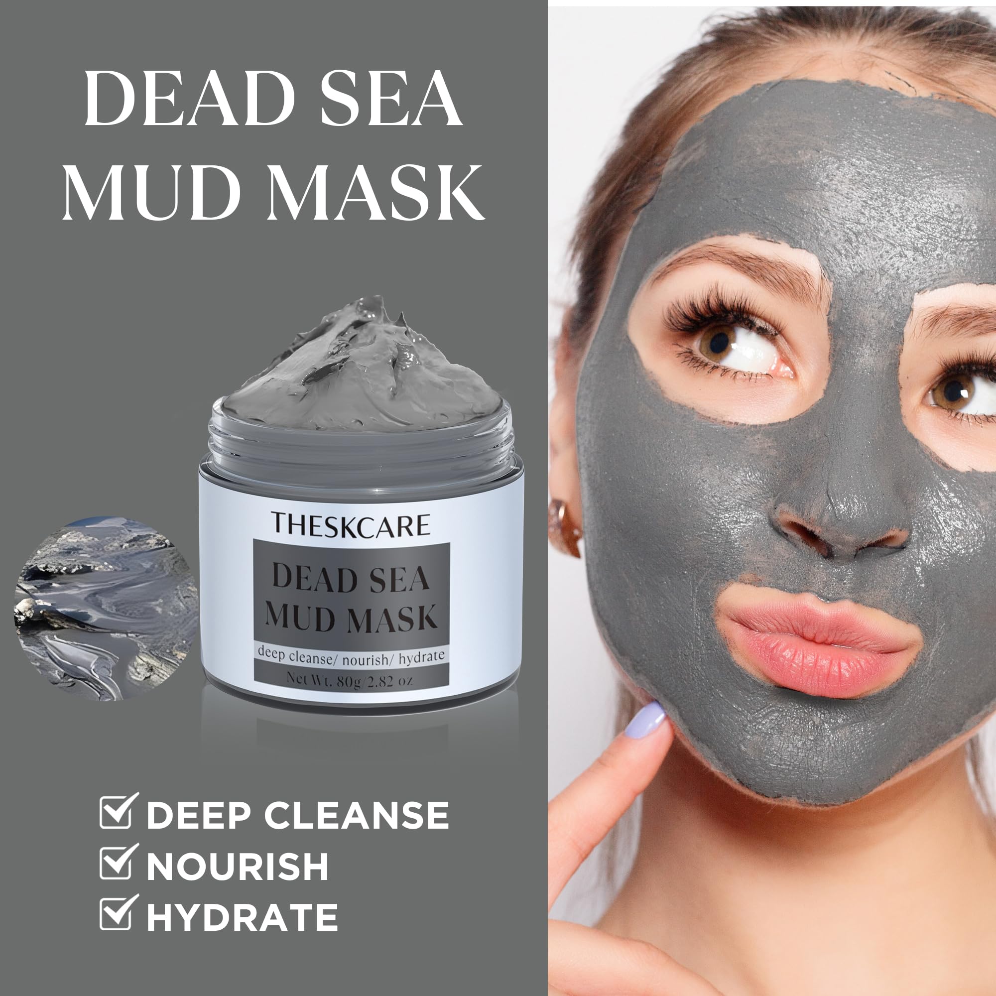 THESKCARE 3 PCS Clay Mask Set — Turmeric Vitamin C, Green Tea & Dead Sea Mud for Oil Control