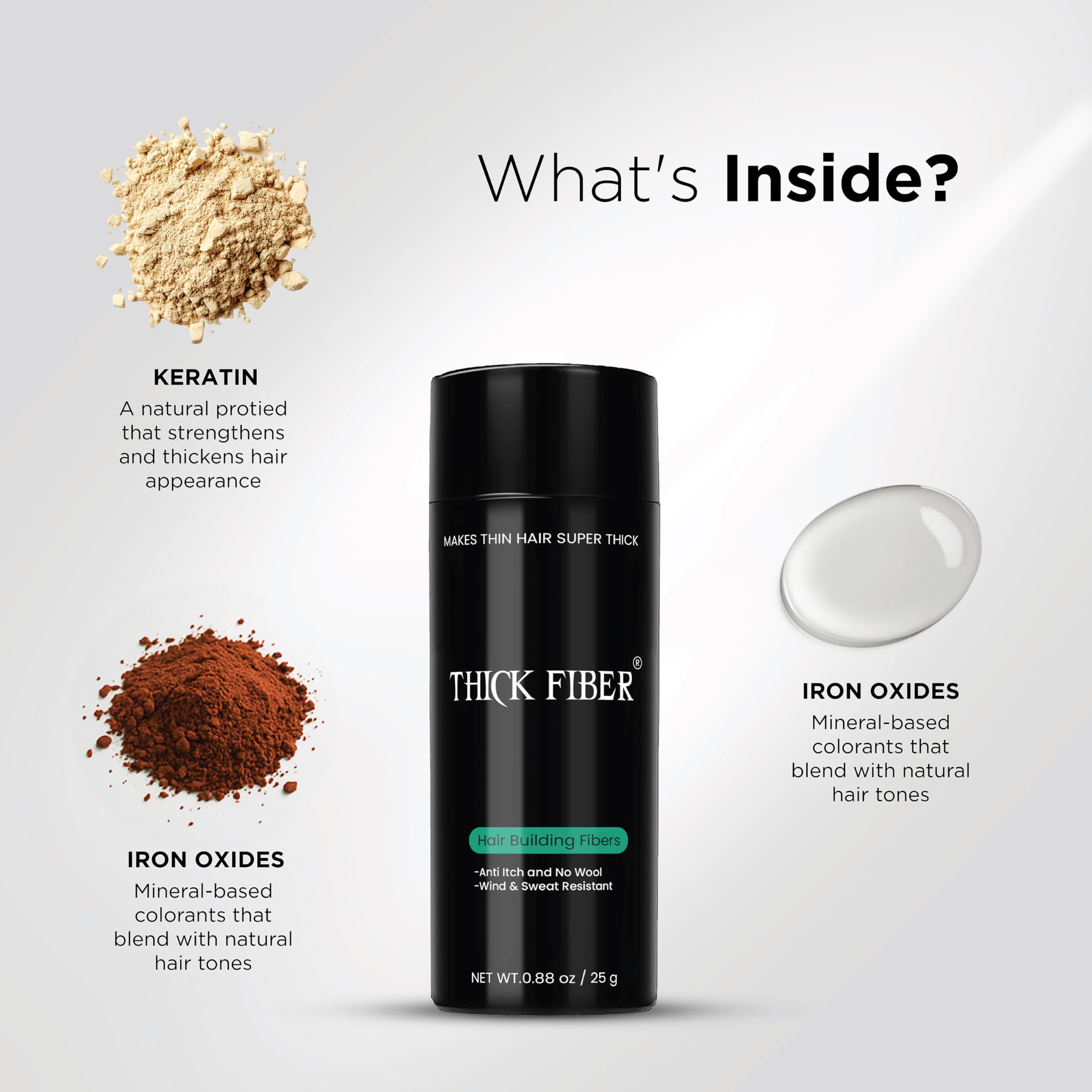 THICK FIBER Hair Fibers for Thinning Hair & Bald Spots (Dark Brown, Pack of 3) – 25g Bottle