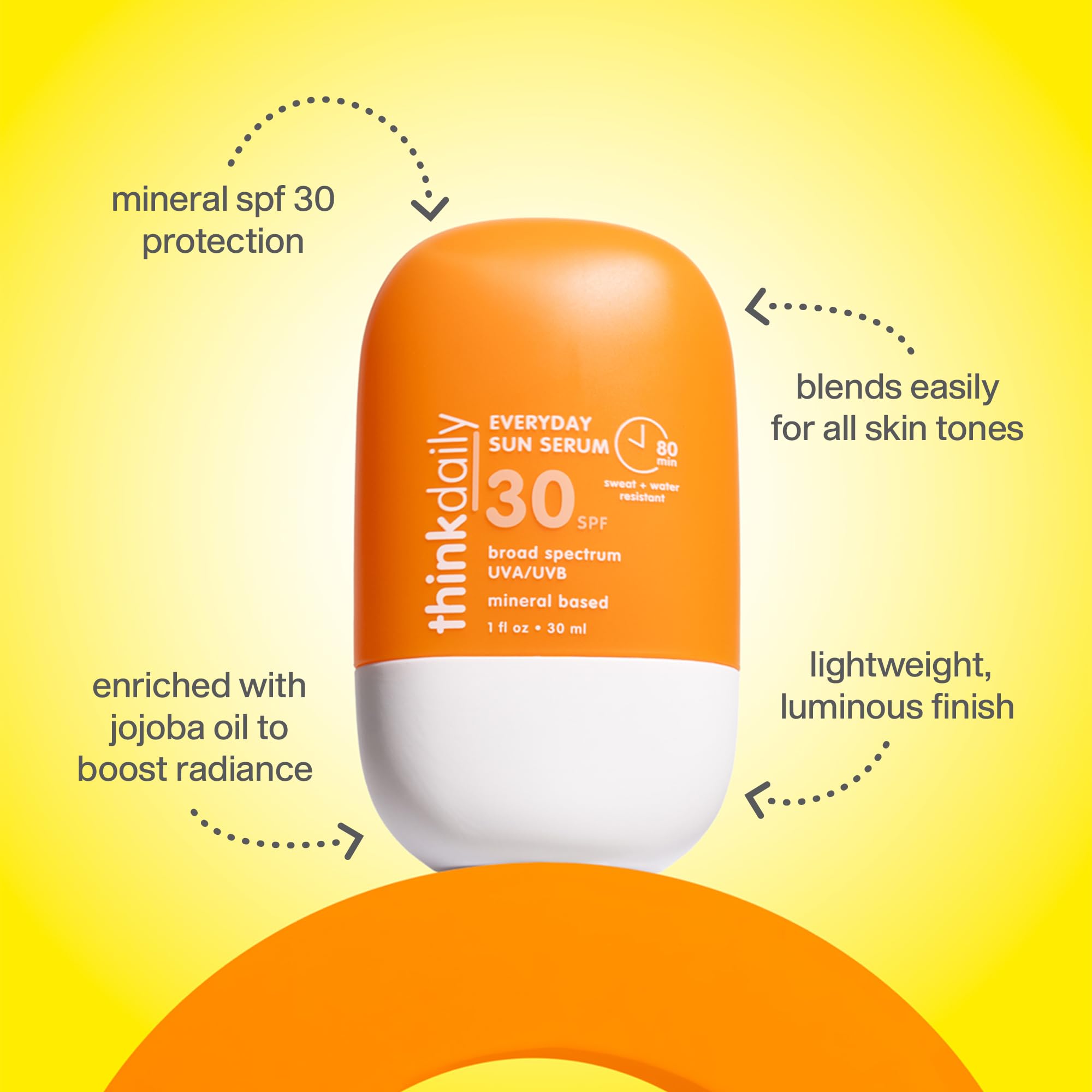 THINK Thinkdaily SPF 30 Sunscreen for Face – Mineral, Non-Sticky, Travel Size