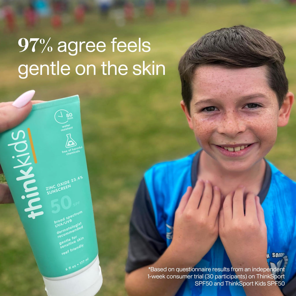 Thinkkids SPF 50+ Mineral Sunscreen – 6 Fl Oz, Reef-Safe Sun Protection for Kids