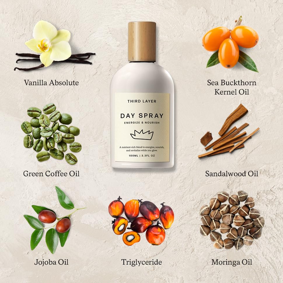 Third Layer Day Spray – Fast-Absorbing Skin & Body Oil with Jojoba, Moringa & Green Coffee