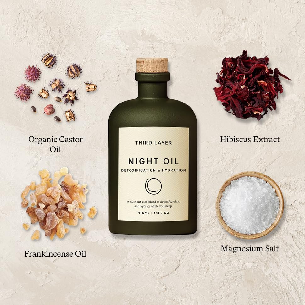 Third Layer Castor Oil Night Oil – 100% Organic, Cold-Pressed, Hexane-Free with Magnesium & Frankincense (14 oz)