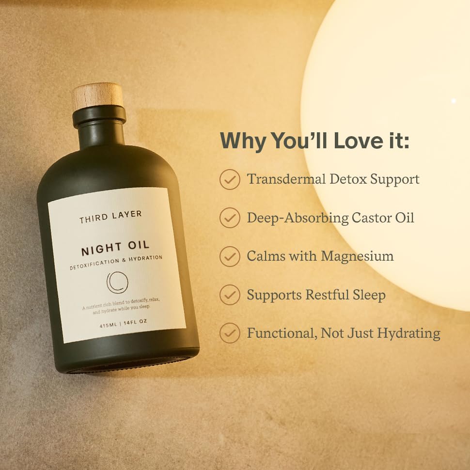 Third Layer Castor Oil Night Oil – 100% Organic, Cold-Pressed, Hexane-Free with Magnesium & Frankincense (14 oz)