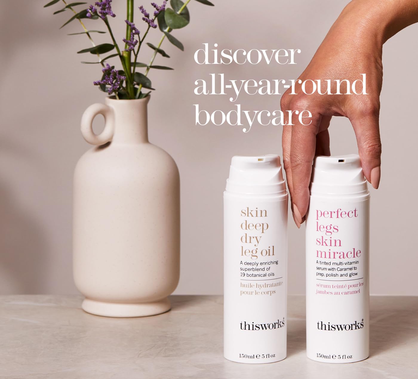 THISWORKS Skin Deep Dry Leg Oil – 100% Natural Hydrating Body Oil with 13 Essential Oils & 6 Cold-Pressed Oils, 5 oz