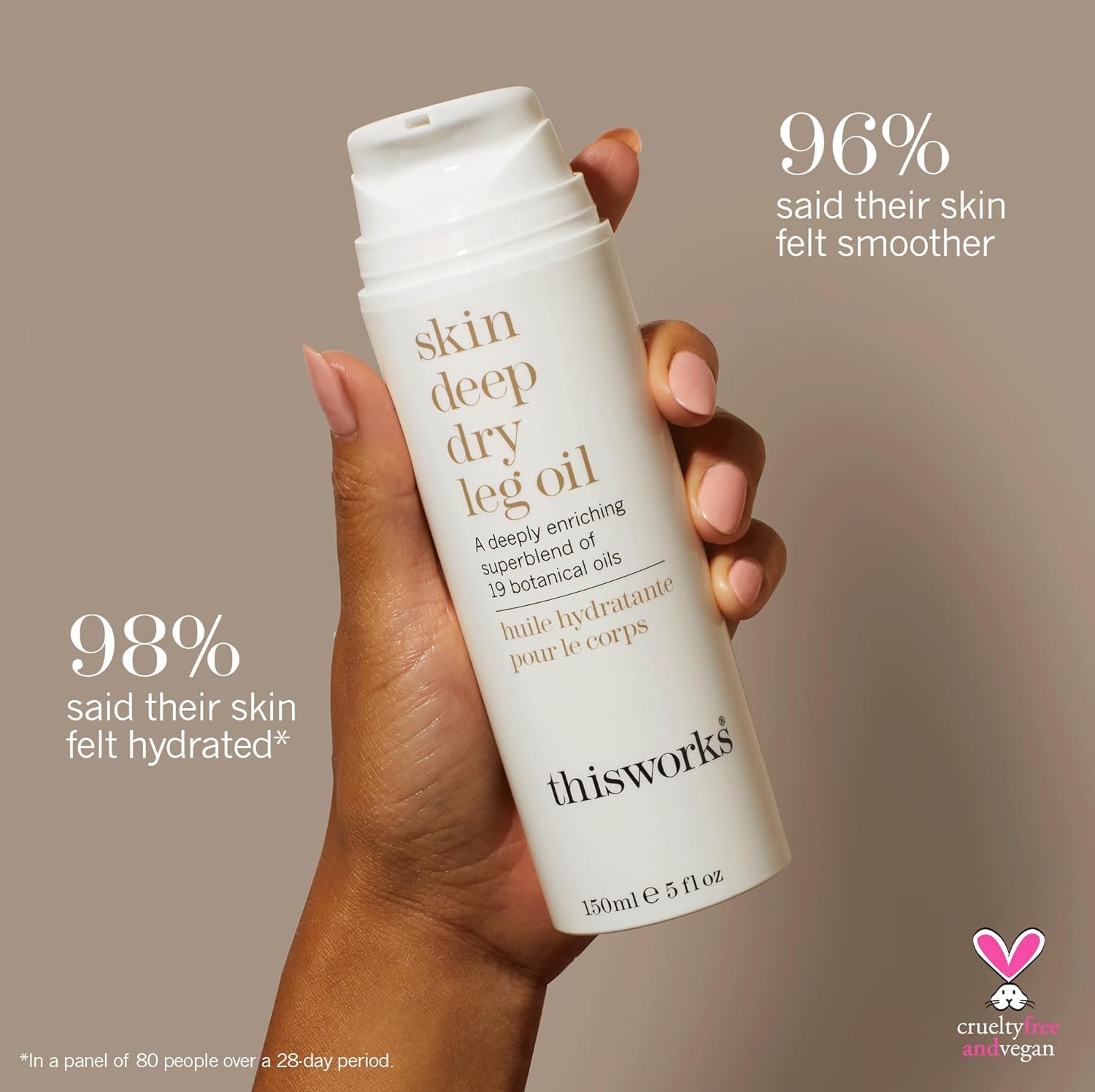 THISWORKS Skin Deep Dry Leg Oil – 100% Natural Hydrating Body Oil with 13 Essential Oils & 6 Cold-Pressed Oils, 5 oz