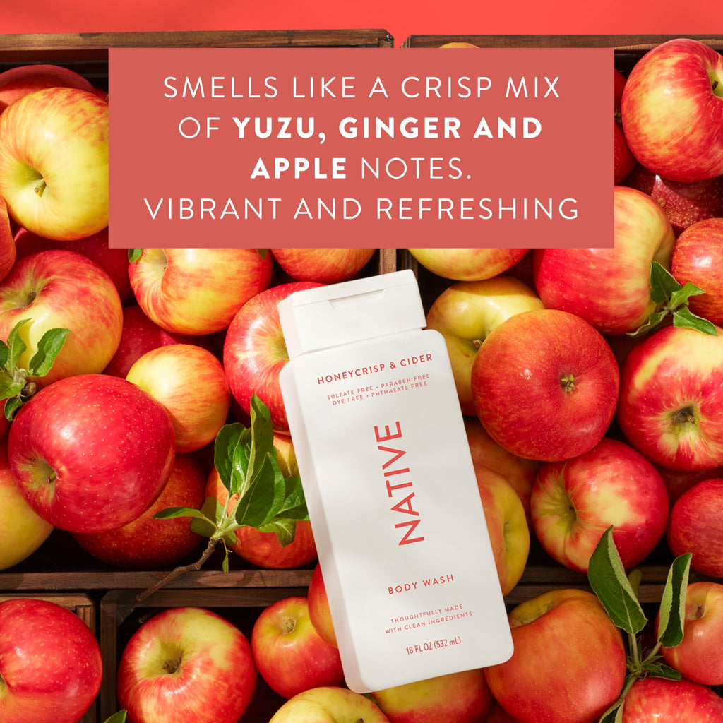Native 3-Piece Honey Crisp & Cider Bundle – Shampoo, Conditioner & Body Wash, 51 oz, Sulfate-Free