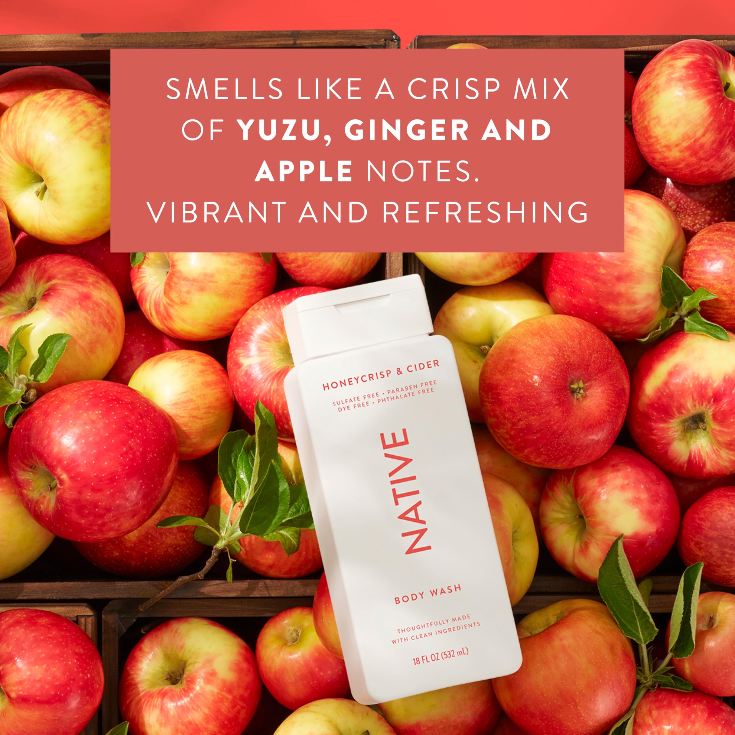 Native 3-Piece Honey Crisp & Cider Bundle – Shampoo, Conditioner & Body Wash, 51 oz, Sulfate-Free