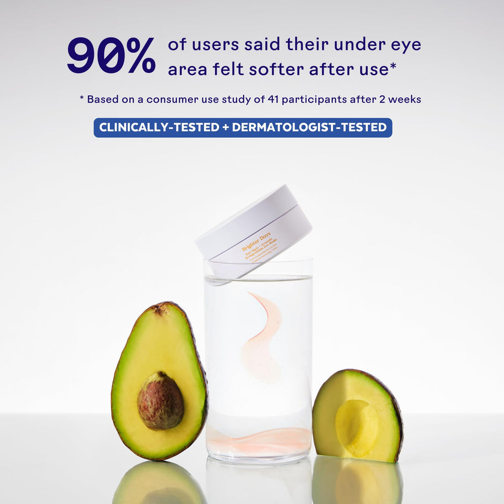 Three Ships Brighter Days Red Algae + Avocado Eye Masks - Depuff, Hydrate, Refresh Under-Eye Skin | Vegan & Cruelty-Free