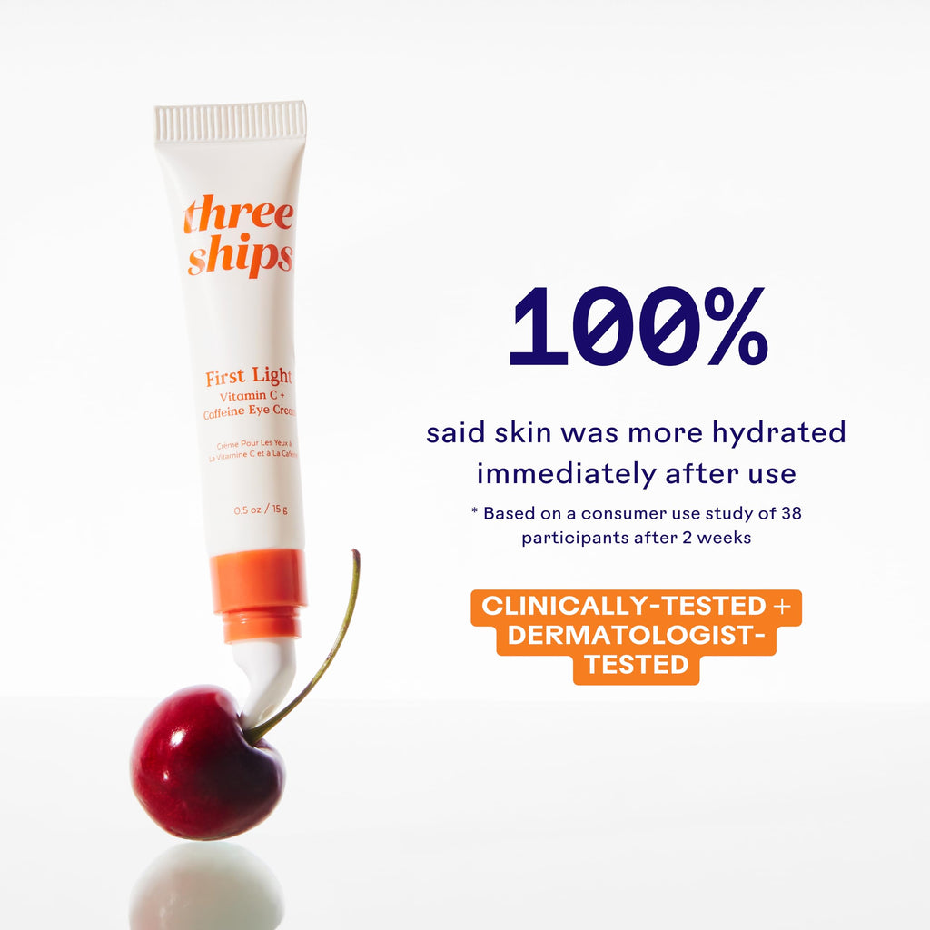 Three Ships First Light Vitamin C + Caffeine Eye Cream – De-Puff, Hydrate, Awake Under-Eye
