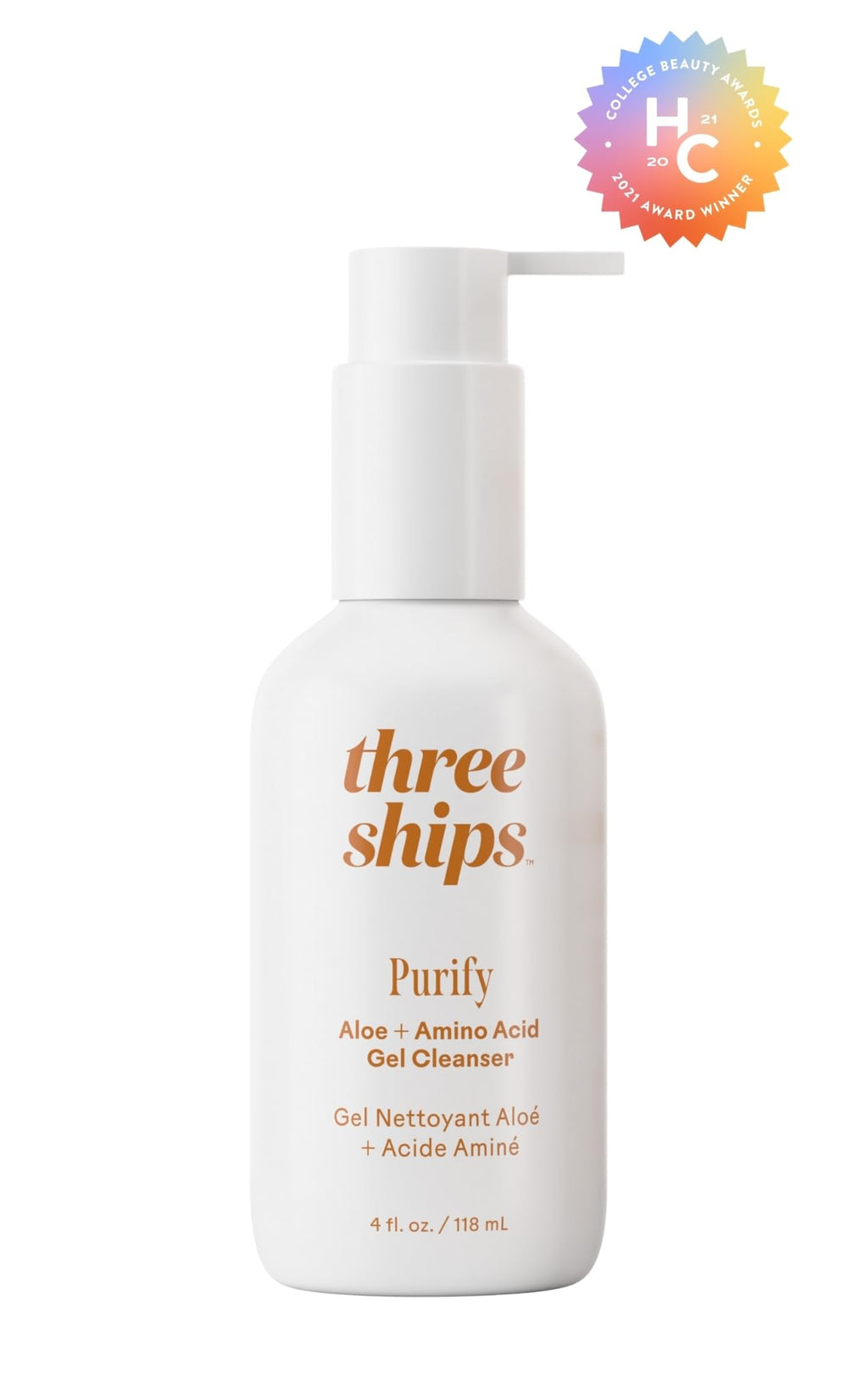 منظف جل Three Ships Purify بالصبار والأحماض الأمينية – ترطيب لطيف للتنظيف اليومي