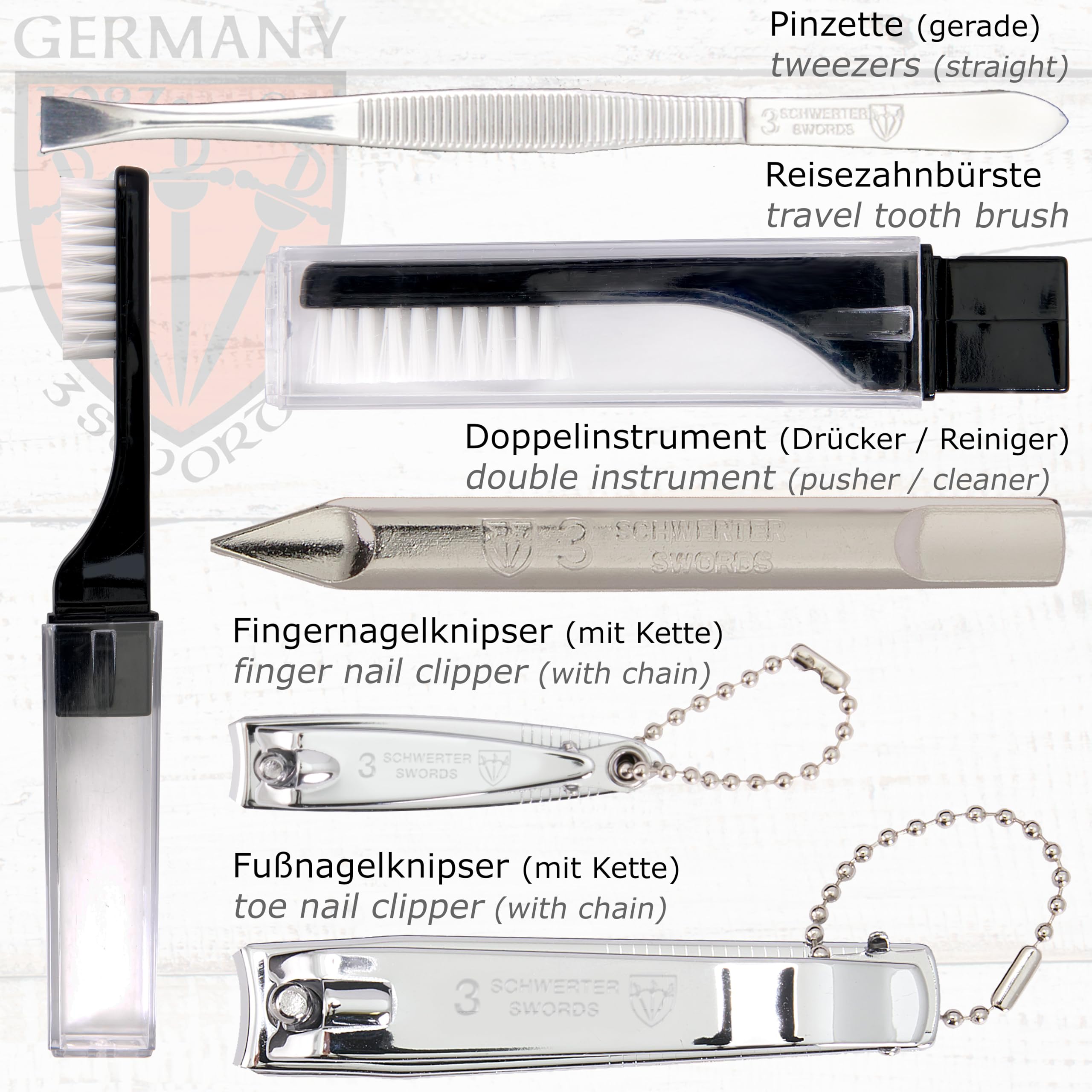 3 Swords Germany – 10-Piece Manicure & Pedicure Kit | Premium Nail Care Set in Gift Box (7797)