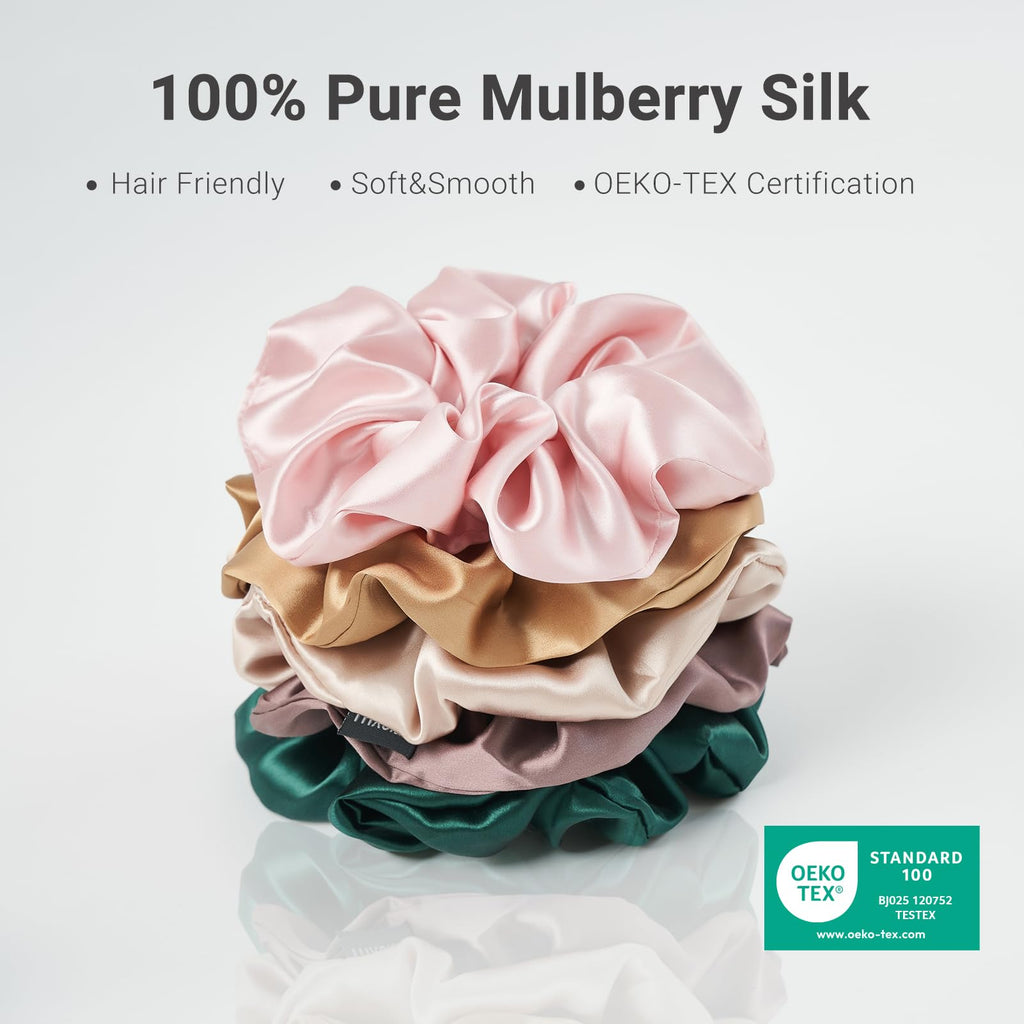 THXSILK Hair Silk Scrunchie for Thick Hair – Champagne | Silk Hair Tie